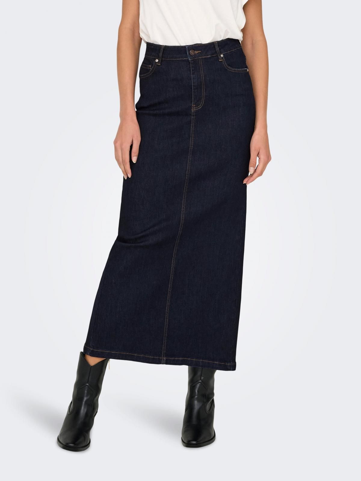 온리 하이웨이스트 데님 롱 스커트 15325333_2114 BLUE / DARK BLUE DENIM - 상품 이미지