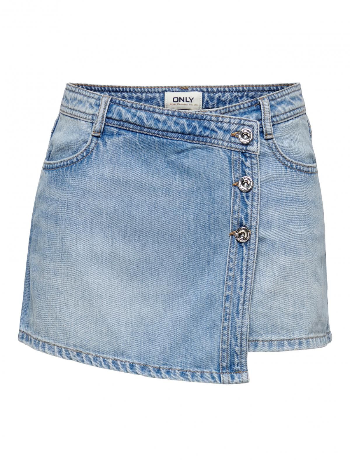 온리 크로스 웨이스트 데님 미니 스커트 15256608_2116 BLUE / LIGHT BLUE DENIM - 상세 이미지 3