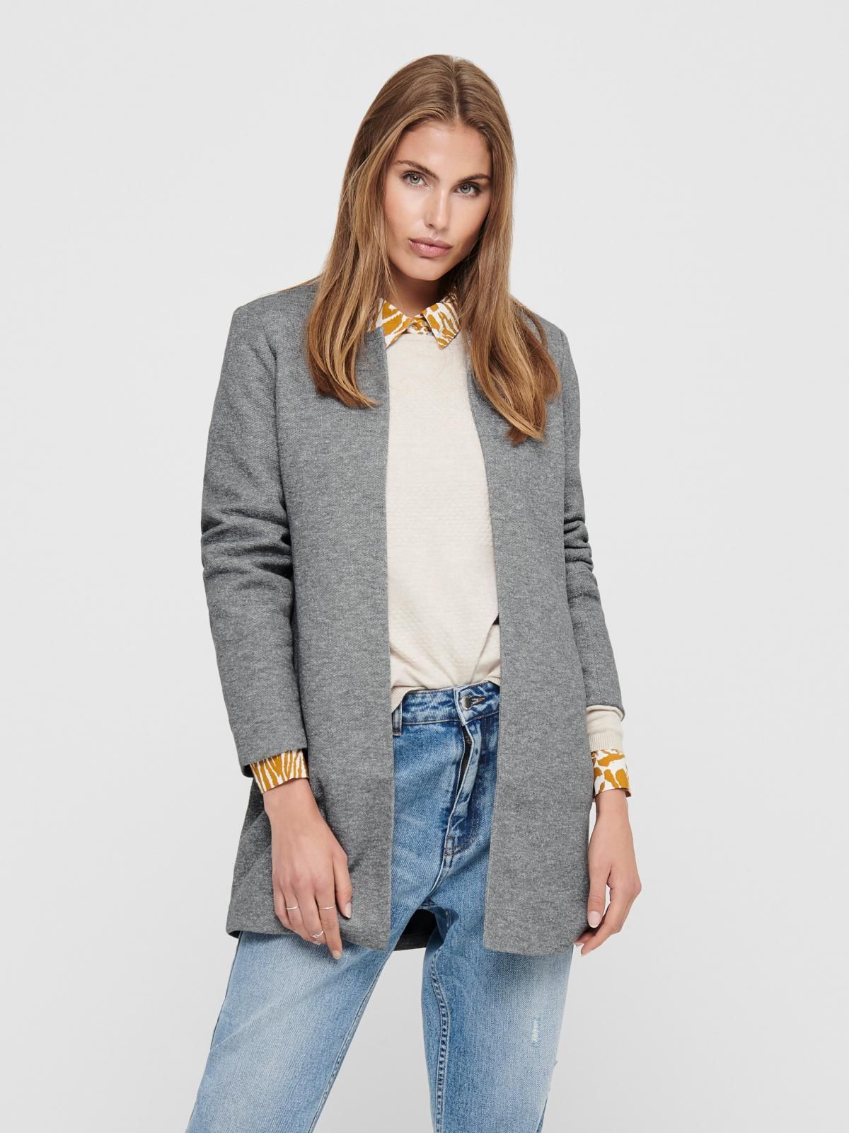 온리 슬림핏 스프레드카라 오픈 블레이저 15149366_2381 GREY / LIGHT GREY MELANGE - 상세 이미지 2