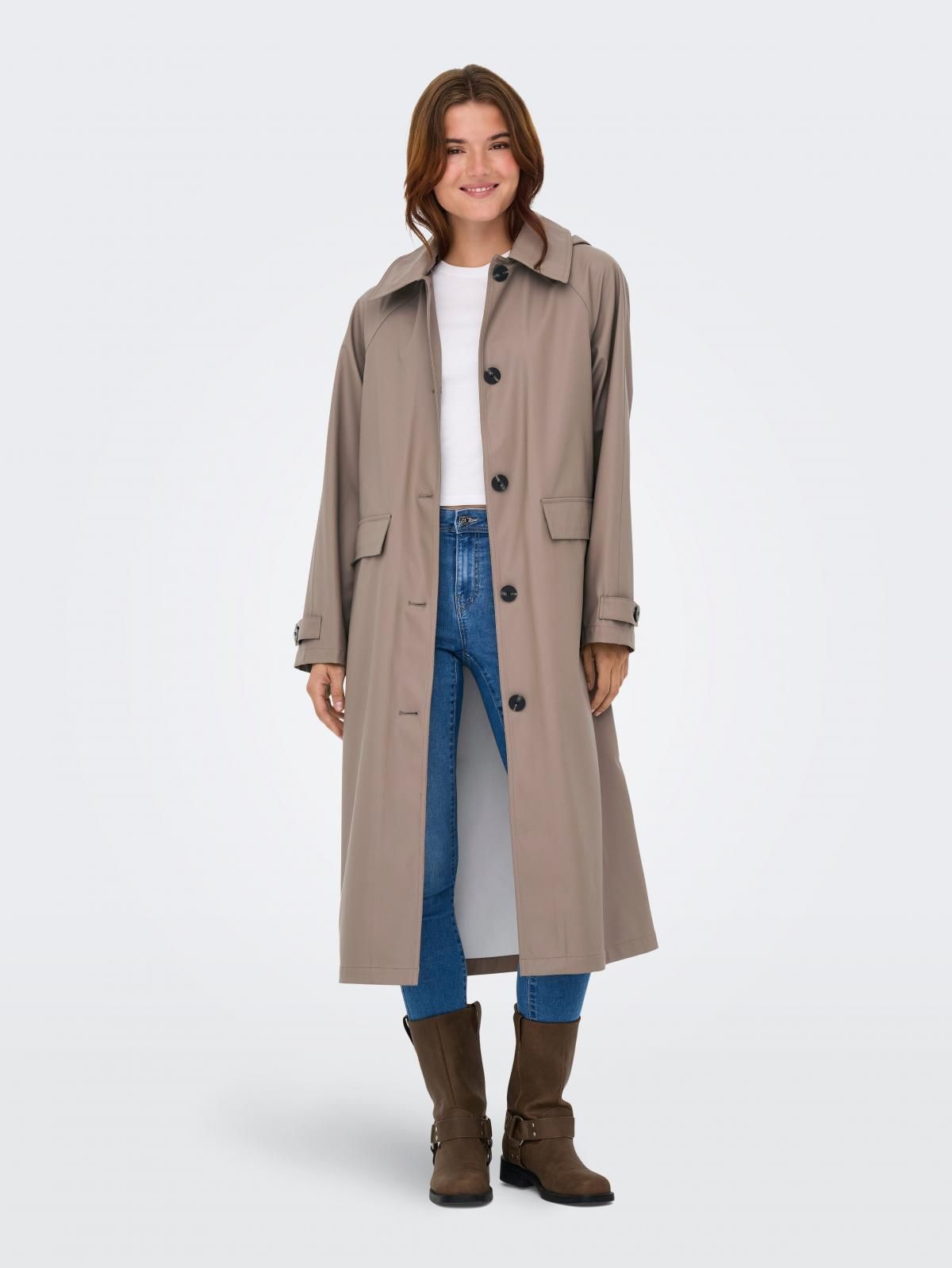 온리 테크니컬 롱 레인코트 15355208_120 GREY / WALNUT - 상세 이미지 5
