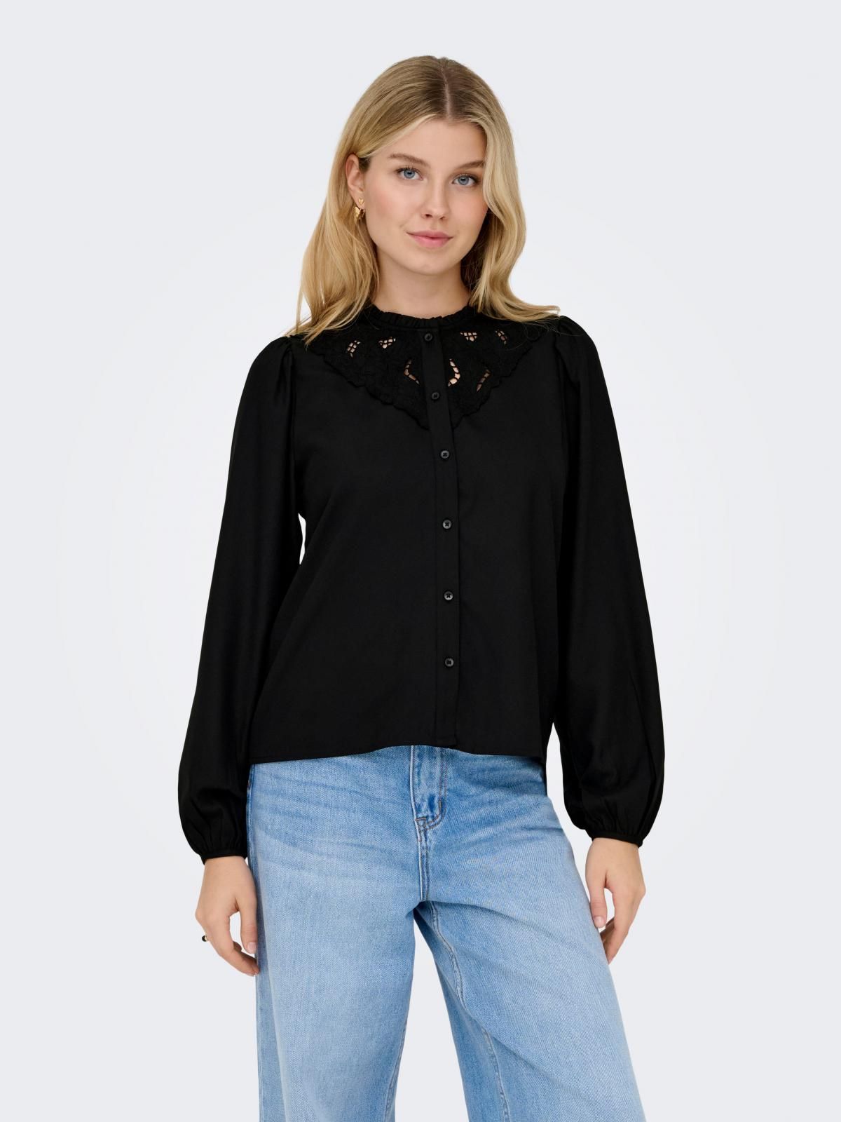 제이디와이 레이스 볼륨소매 블랙 긴팔 셔츠 15376321_2161 BLACK / BLACK - 상품 이미지