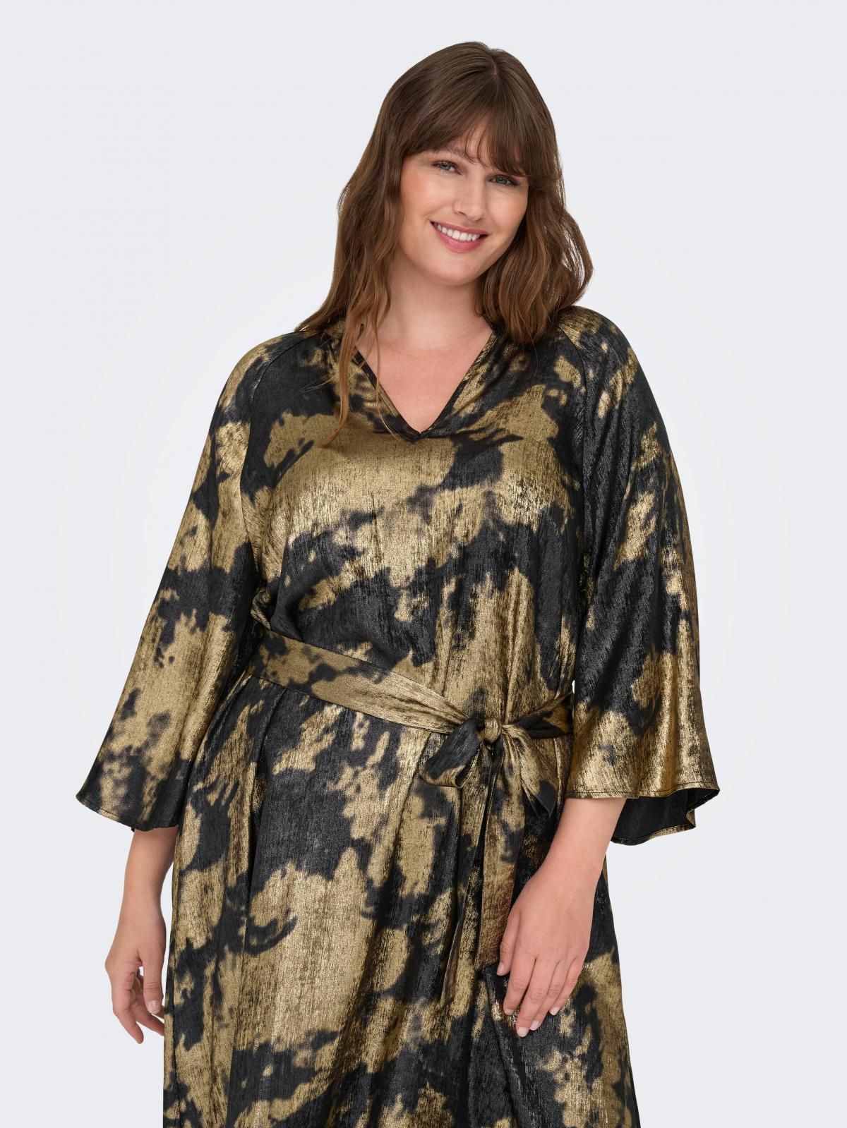 온리 빅사이즈 V넥 벨트 미디 원피스 15358851_2161_1223798 BLACK / BLACK 이미지 6