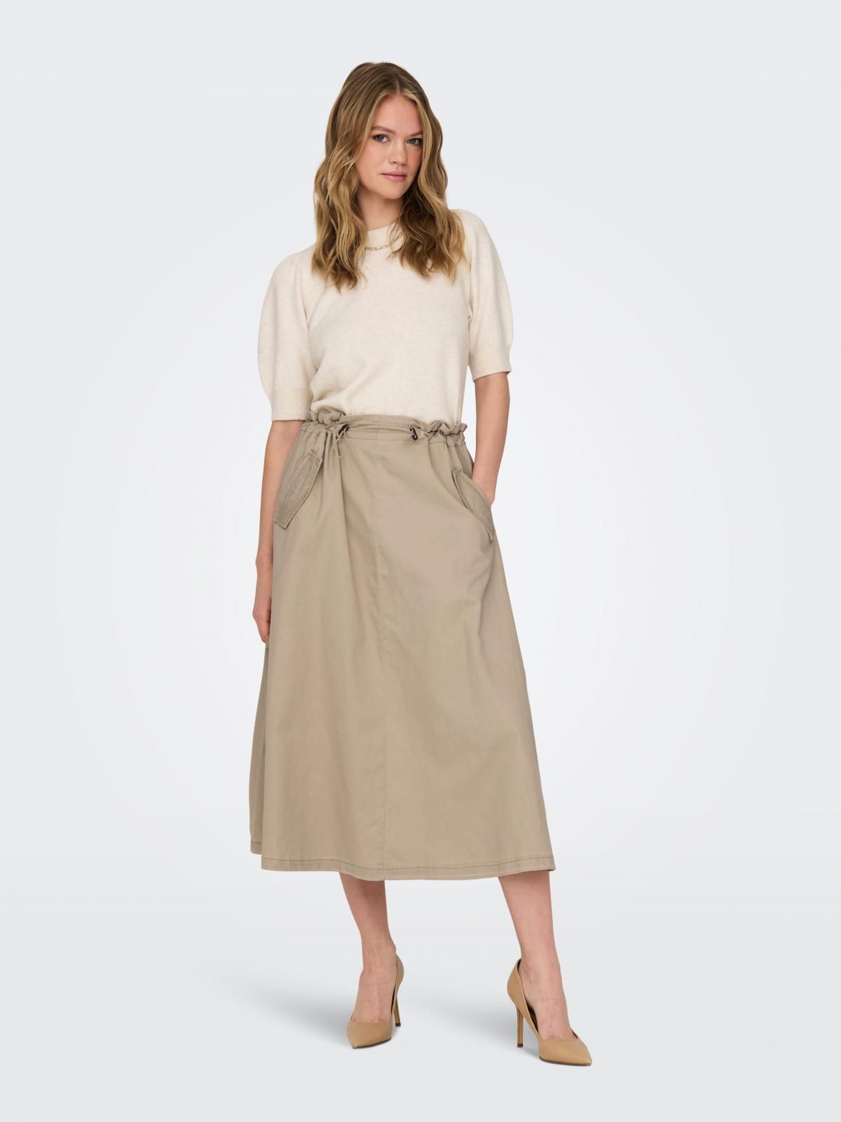 온리 스토퍼 웨이스트 롱 스커트 15308771_1960 GREY / WHITE PEPPER - 상세 이미지 5