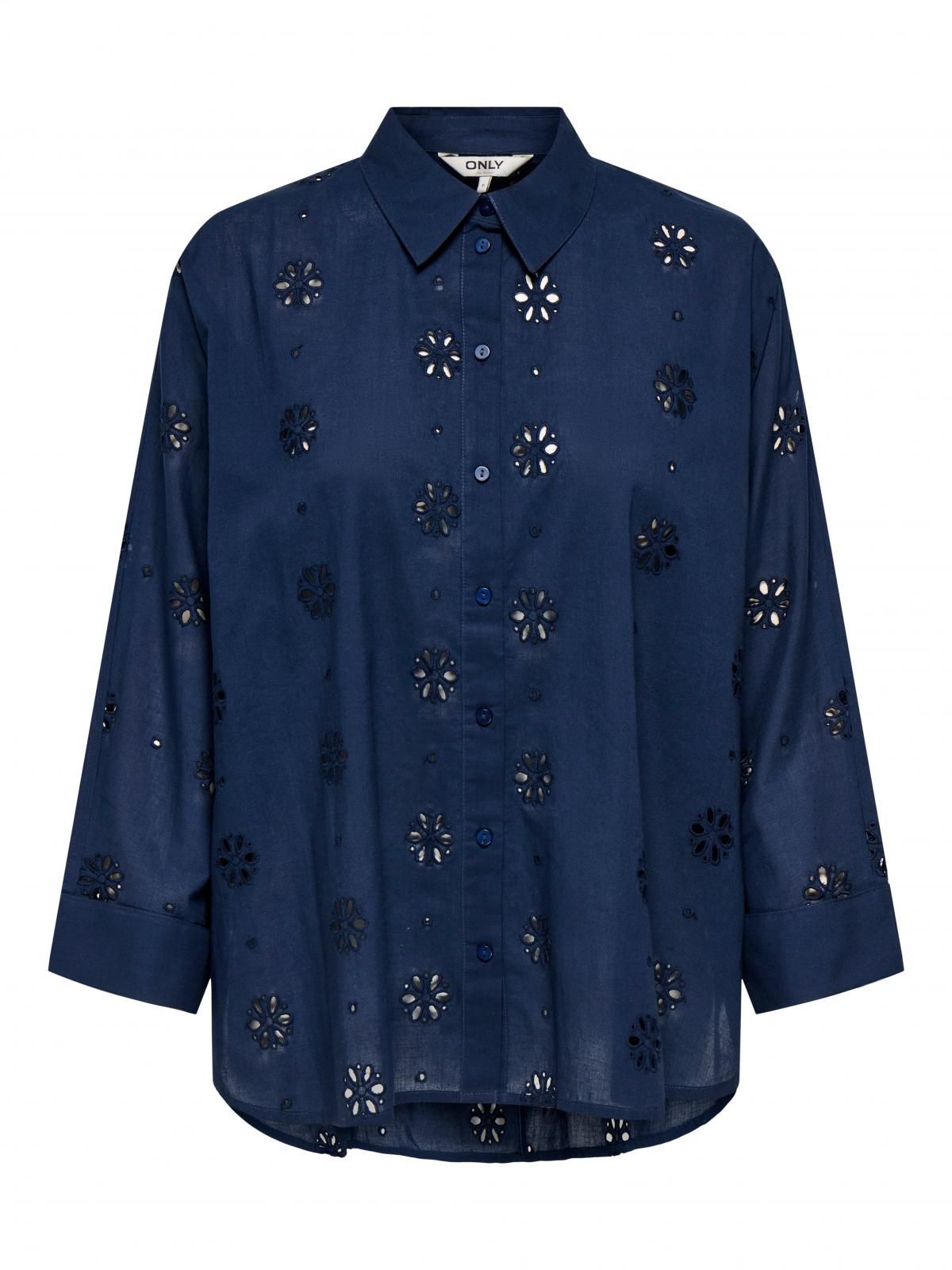 온리 테크니컬 펀칭 자수 긴팔 셔츠 네이비 15360467_1330 BLUE / BLACK IRIS - 상세 이미지 3