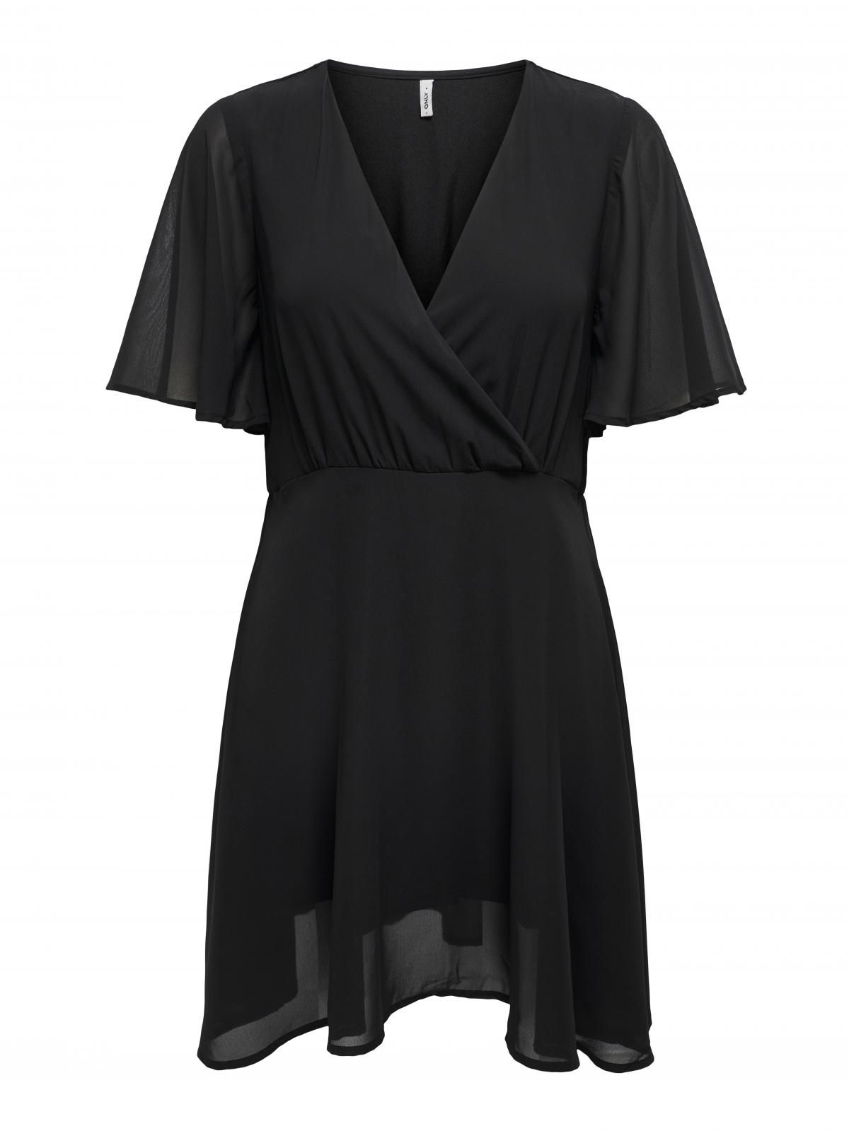 온리 브이넥 플레어 미니 원피스 15354759_2161 BLACK / BLACK - 상세 이미지 3