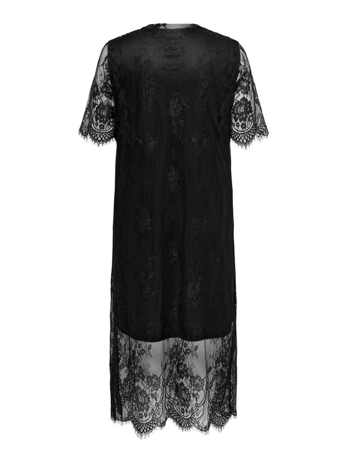 온리 빅사이즈 레이스 하이넥 미디 원피스 15336543_2161 BLACK / BLACK - 상세 이미지 4