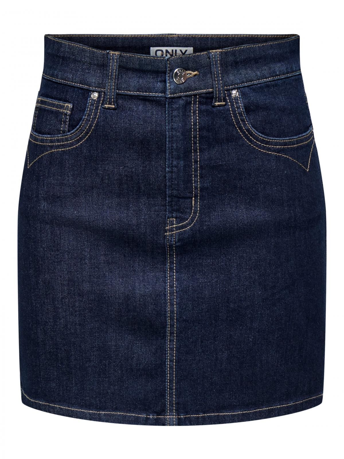 온리 스티치 데님 미니 스커트 벨트루프 15357960_2114 BLUE / DARK BLUE DENIM - 상세 이미지 3