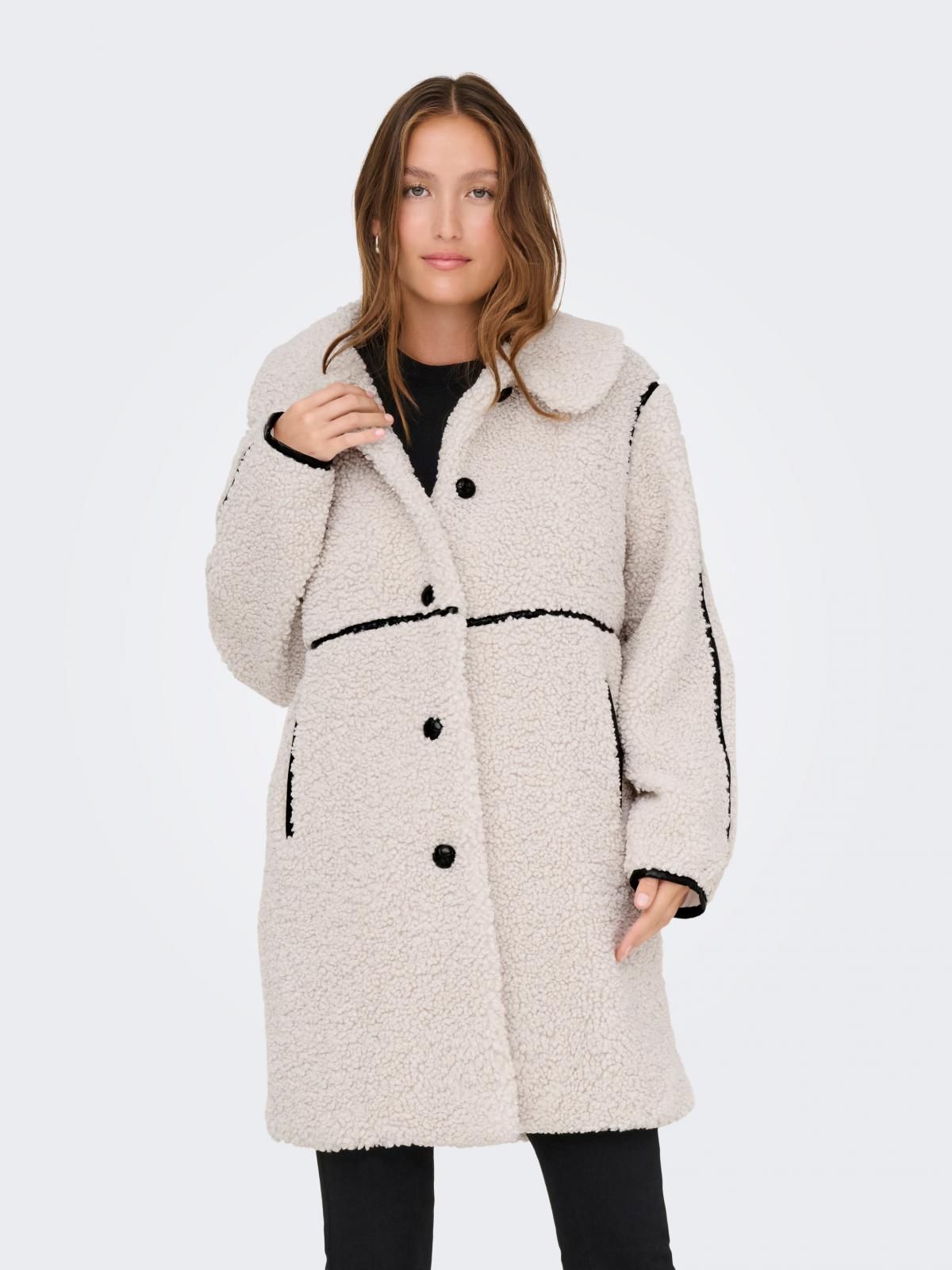 온리 테디 버튼 롱 코트 15325937_115_1121658 BEIGE / PUMICE STONE - 상품 이미지