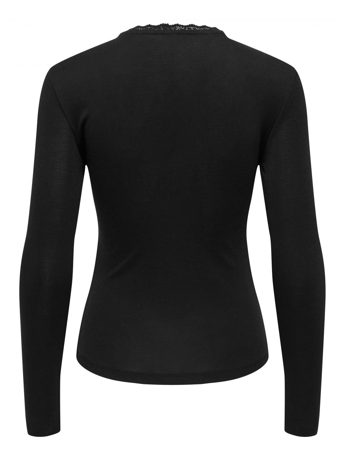 온리 베이직 코튼 라운드넥 긴팔 티셔츠 15359724_2161 BLACK / BLACK - 상세 이미지 4