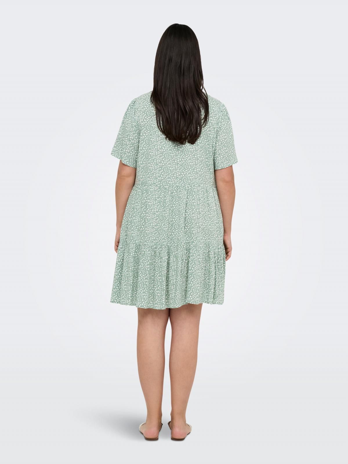 온리 빅사이즈 플레어 미니 원피스 브이넥 15352536_1467_1200335 GREY / CHINOIS GREEN - 상세 이미지 3