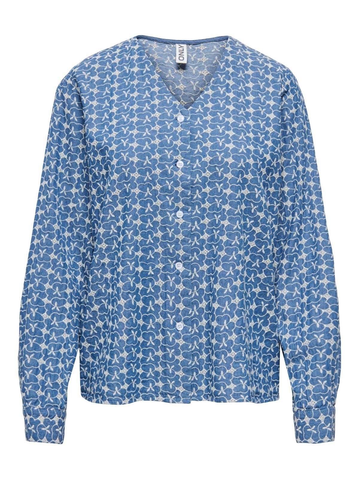 온리 에스닉 패턴 데님 셔츠 15366772_2115_1245092 BLUE / MEDIUM BLUE DENIM - 상세 이미지 3