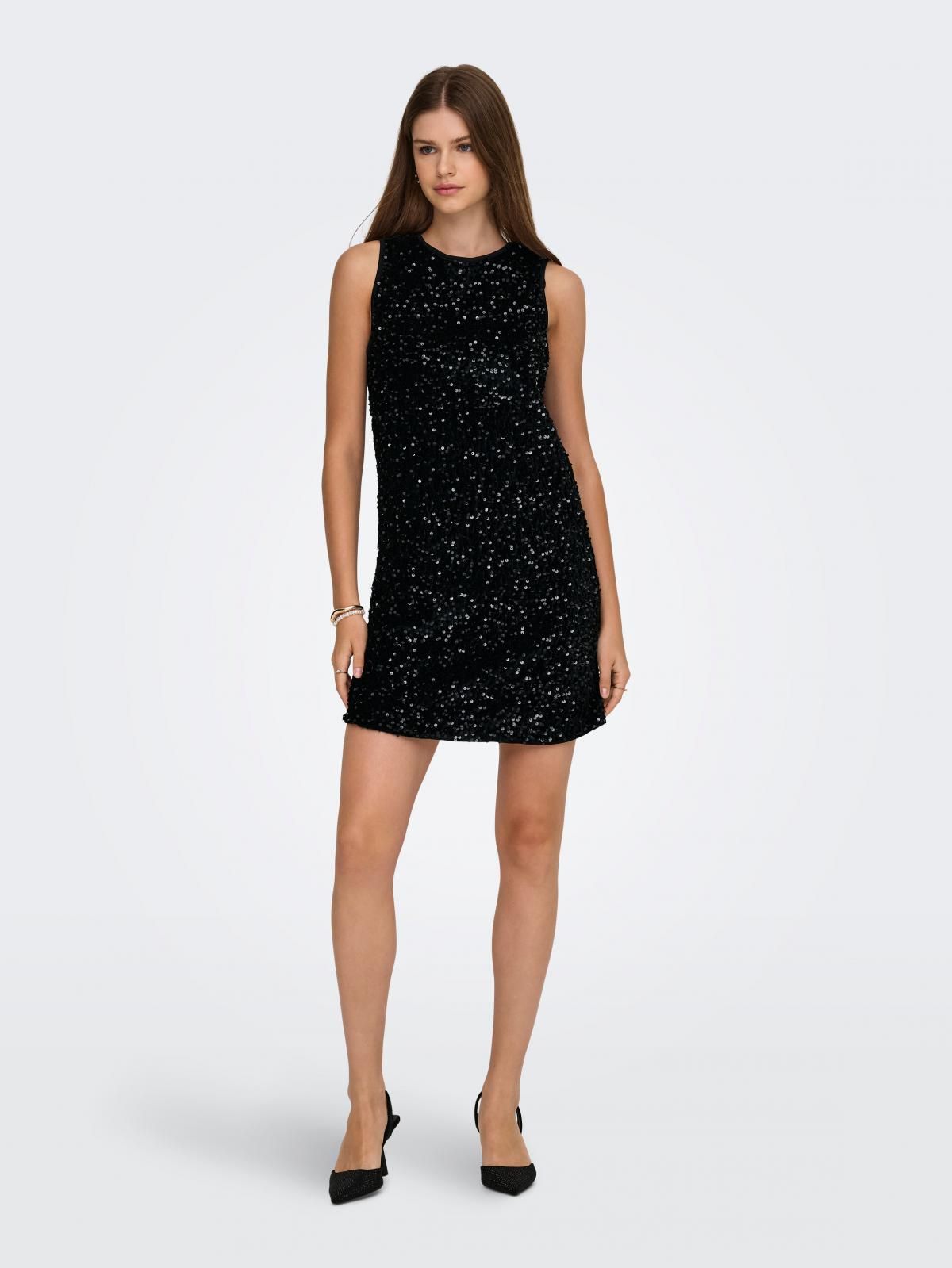 온리 시퀸 미니 원피스 라운드넥 슬리브리스 15359846_2161_1243751 BLACK / BLACK - 상세 이미지 5