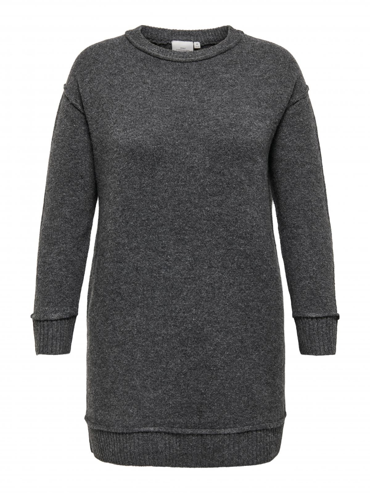 온리 빅사이즈 라운드넥 니트 원피스 15358932_2382 GREY / MEDIUM GREY MELANGE - 상세 이미지 4