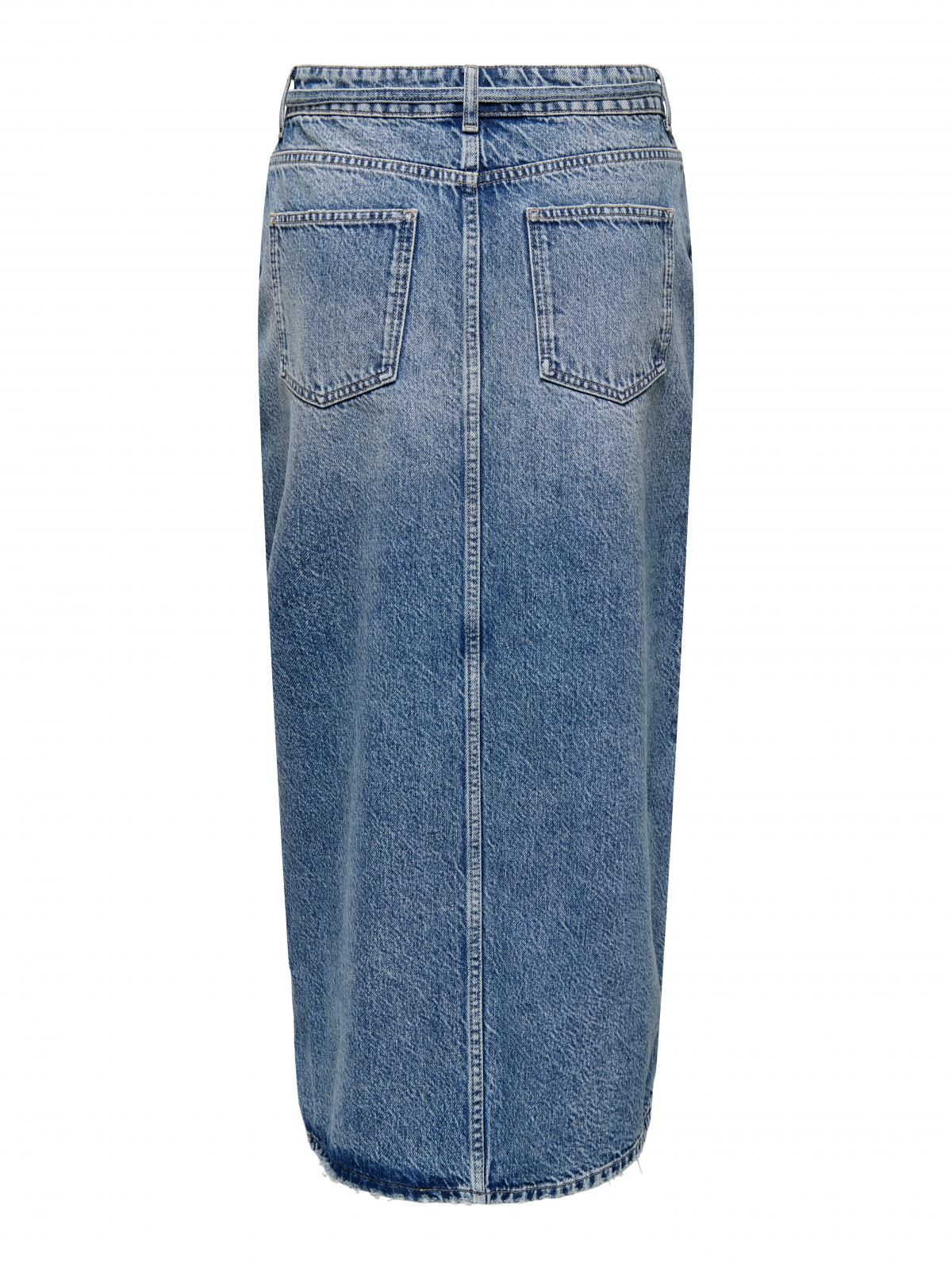 온리 타이벨트 데님 미디 스커트 슬릿 15340707_2115 BLUE / MEDIUM BLUE DENIM - 상세 이미지 4