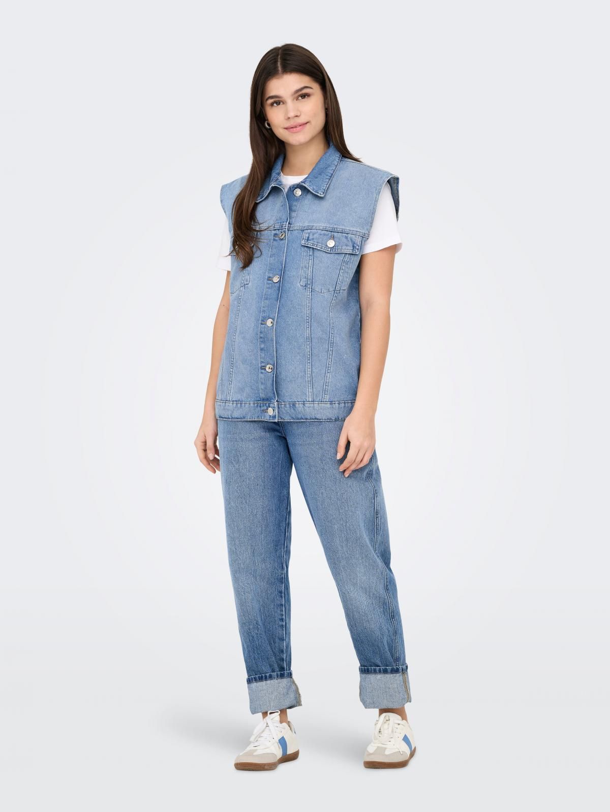 온리 미드워시 데님 베스트 버튼 포켓 15350324_2116 BLUE / LIGHT BLUE DENIM - 상세 이미지 5