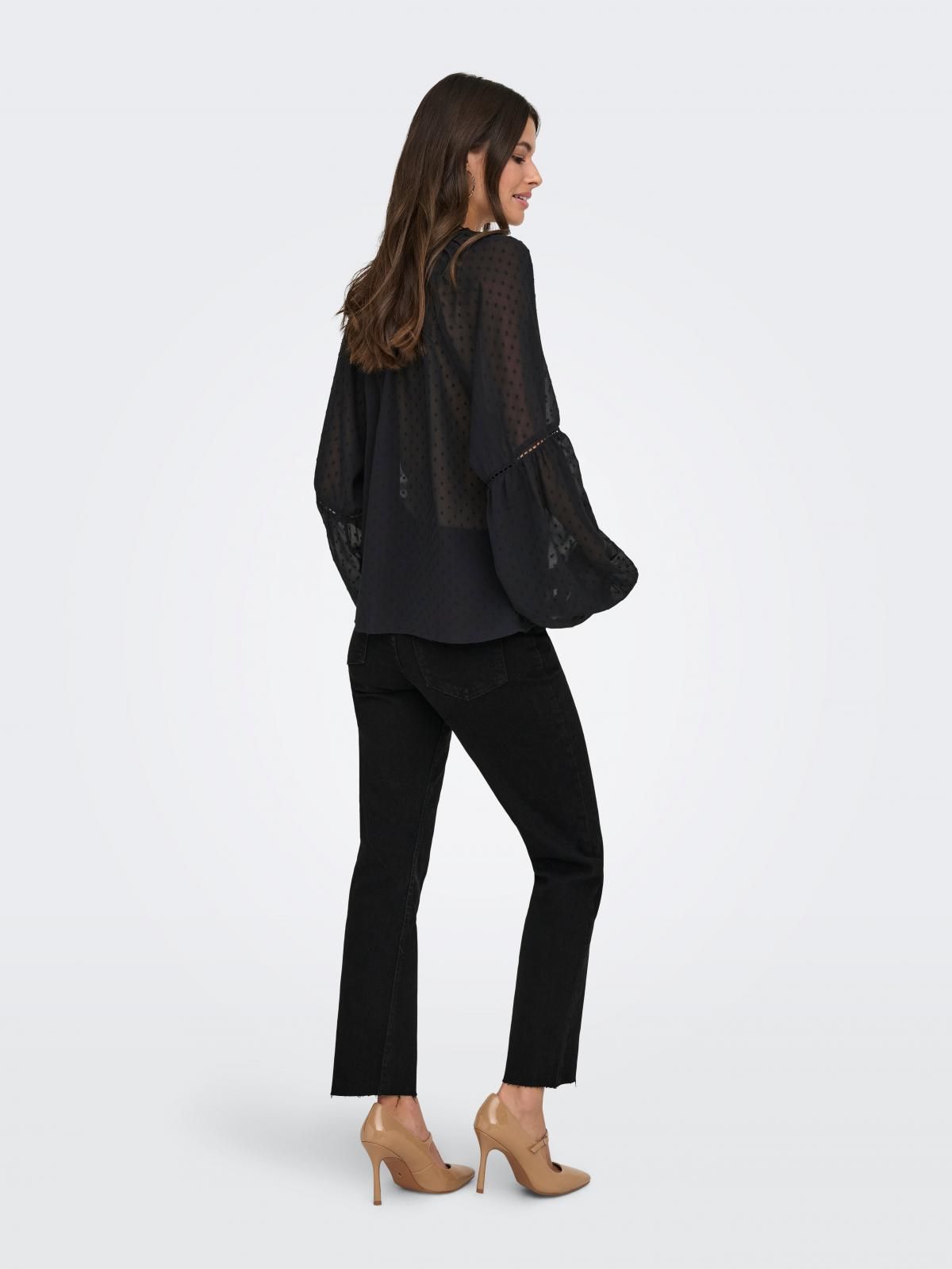 제이디와이 볼륨소매 브이넥 레이스 블라우스 15376271_2161 BLACK / BLACK - 상세 이미지 2