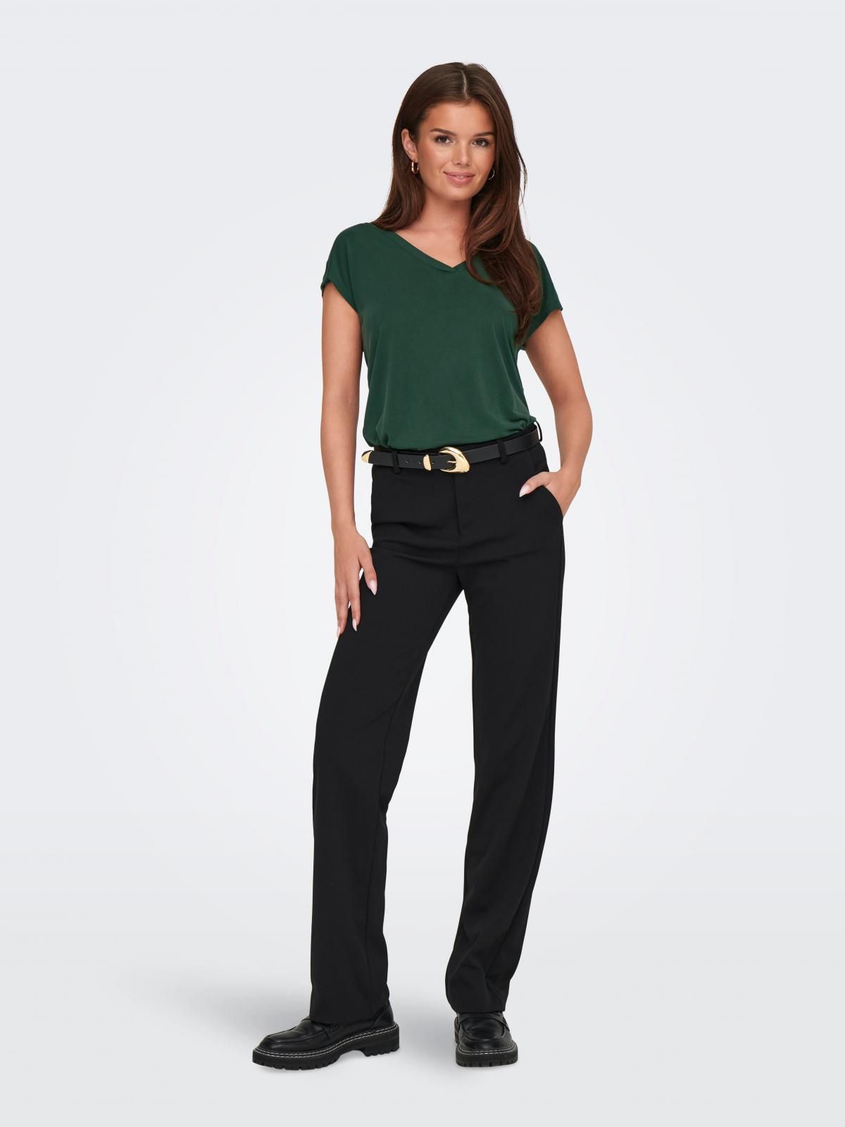 온리 베이직 브이넥 반팔 티셔츠 15287041_1639 GREEN / SYCAMORE - 상세 이미지 5