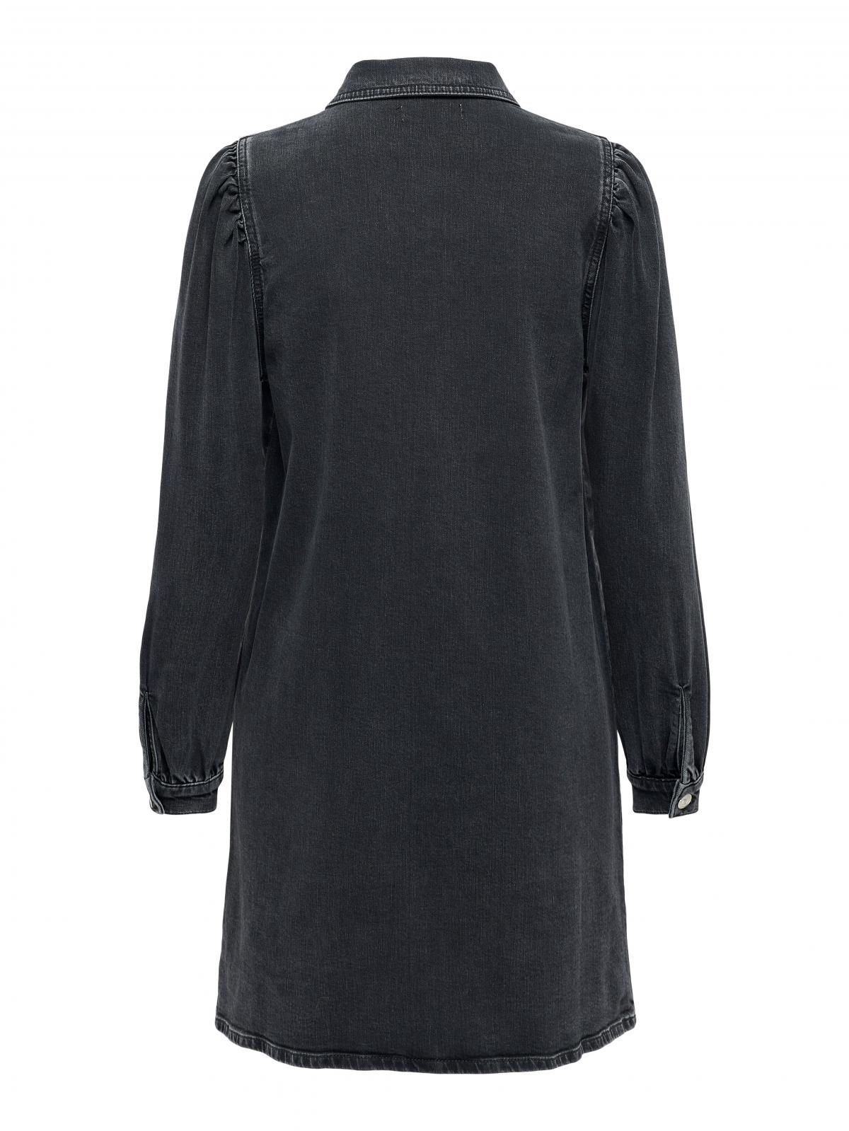 온리 데님 퍼프소매 셔츠카라 미니 원피스 15345570_8183 BLACK / WASHED BLACK - 상세 이미지 4