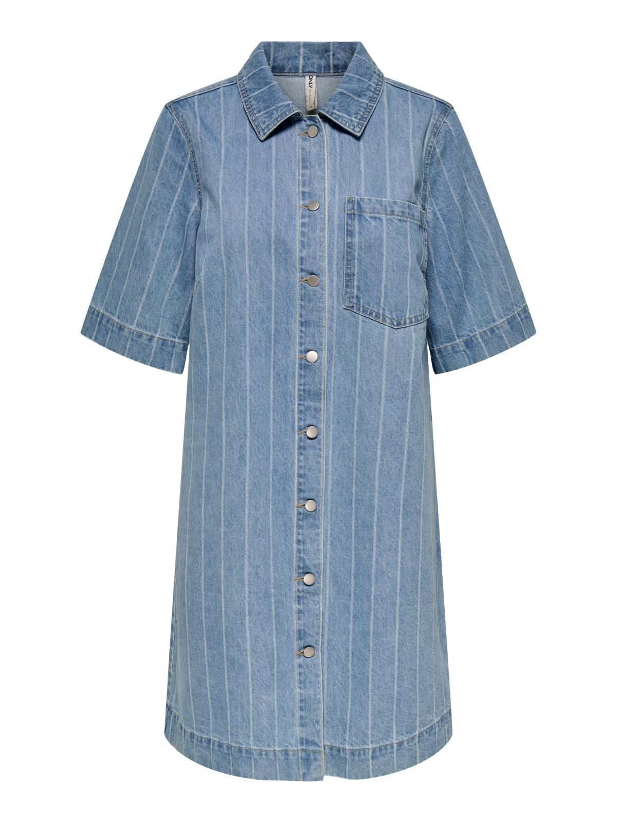 온리 데님 캐주얼 셔츠카라 미니 원피스 15355054_2116_1209518 BLUE / LIGHT BLUE DENIM - 상세 이미지 3