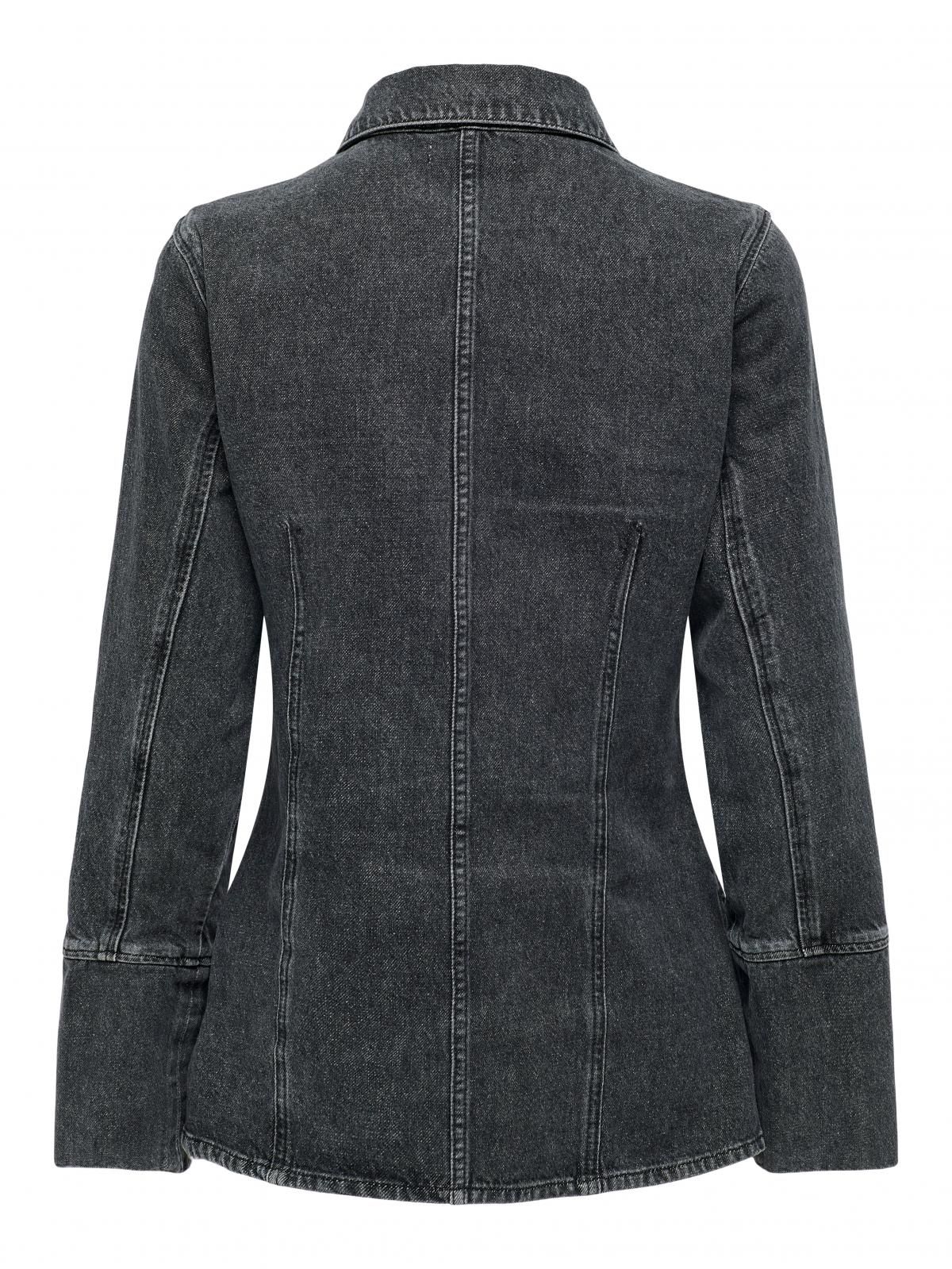 온리 슬림핏 데님 긴팔 셔츠 15340935_8183 BLACK / WASHED BLACK - 상세 이미지 4