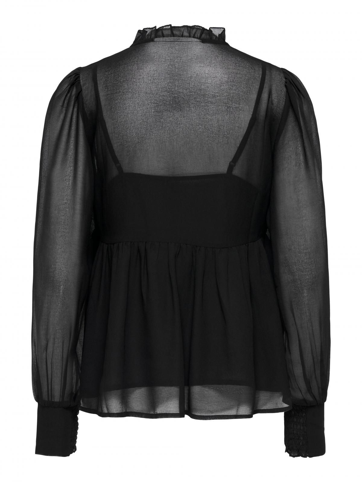 온리 시스루 브이넥 비숍슬리브 블라우스 15372407_2161 BLACK / BLACK - 상세 이미지 4