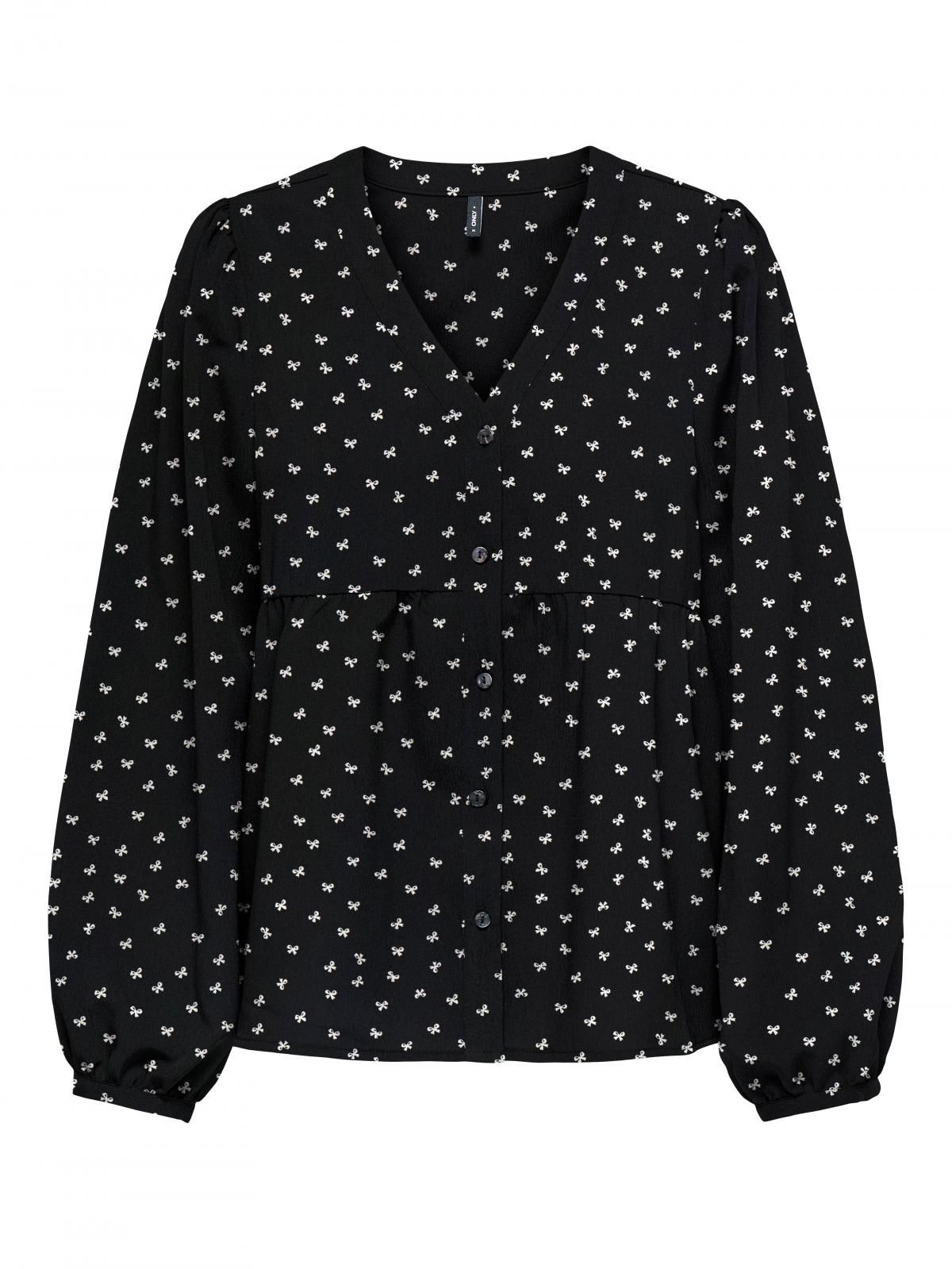 온리 브이넥 도트 프린트 블라우스 15357424_2161_1224954 BLACK / BLACK - 상세 이미지 3