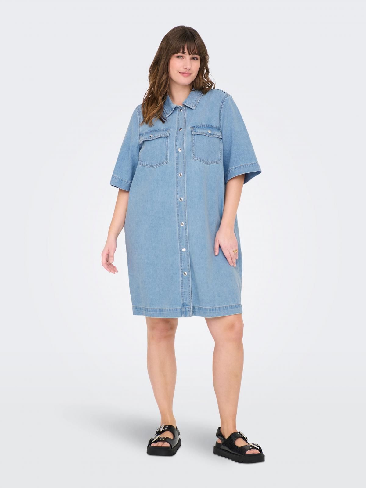 온리 커브핏 데님 미니 원피스 15349074_2116 BLUE / LIGHT BLUE DENIM - 상세 이미지 5
