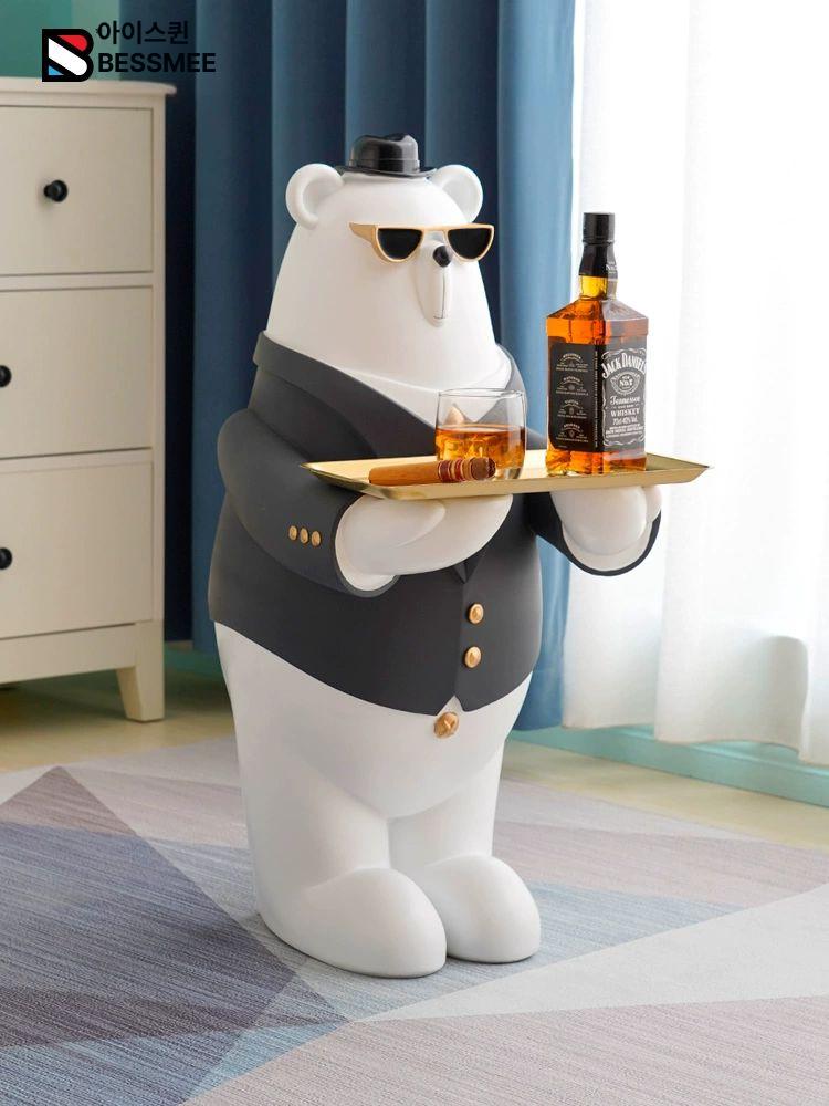 북극곰 트레이 테이블 대형 거실 카페 인테리어 보조 사이드 테이블 - 상품 이미지