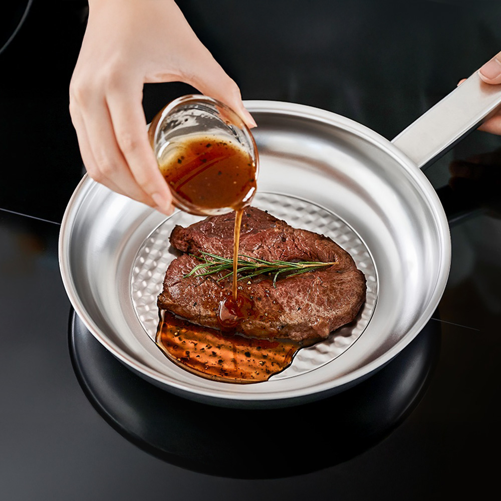 르메이드 오일키퍼 프라이팬 무연마제 통5중 스텐 후라이팬 스텐팬 24cm - 상품 이미지