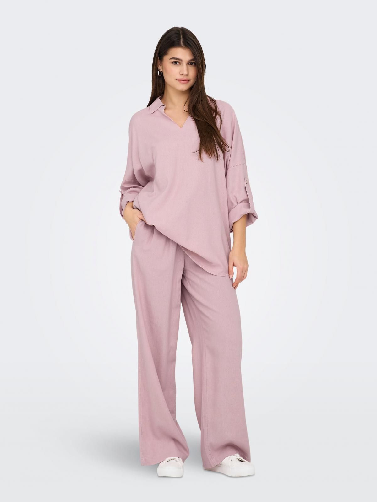 온리 리조트카라 7부 튜닉 블라우스 15338898_1018 PURPLE / VIOLET ICE - 상세 이미지 5
