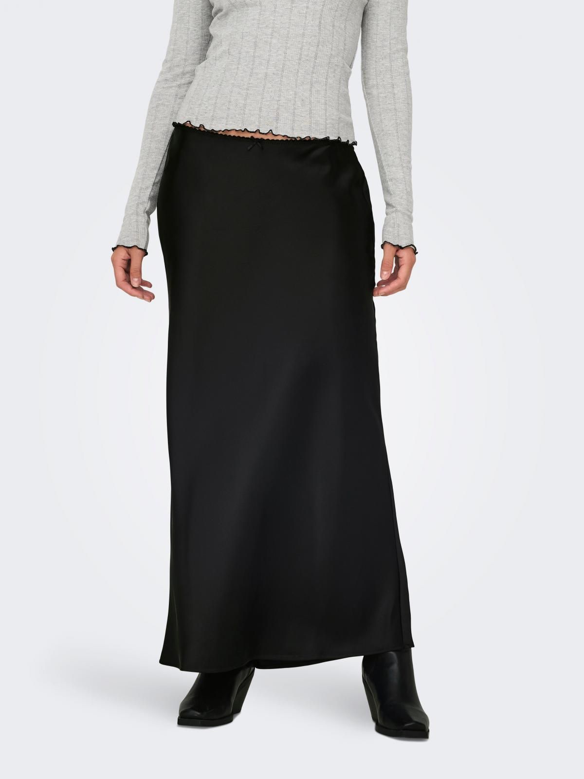 온리 베이직 롱스커트 리본디테일 블랙 15343280_2161 BLACK / BLACK - 상품 이미지