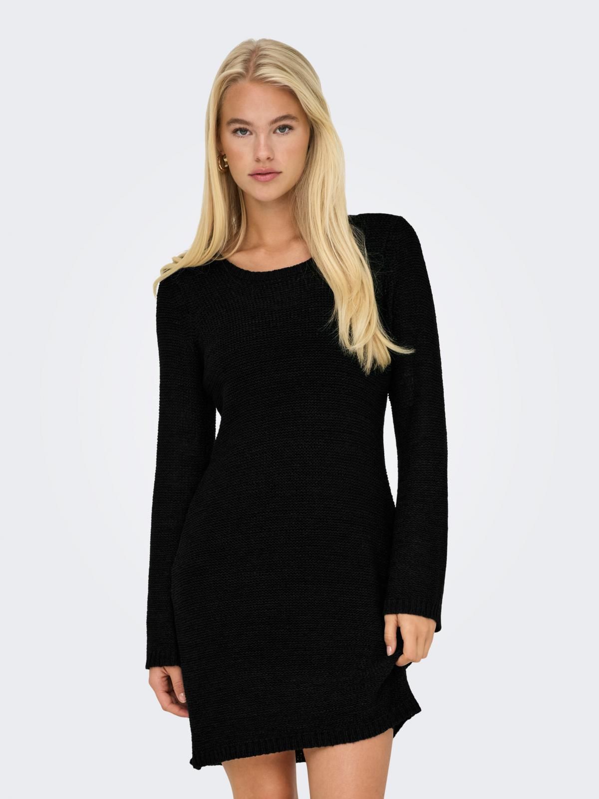 온리 데일리 라운드넥 니트 미니 원피스 블랙 15339433_2161 BLACK / BLACK - 상품 이미지