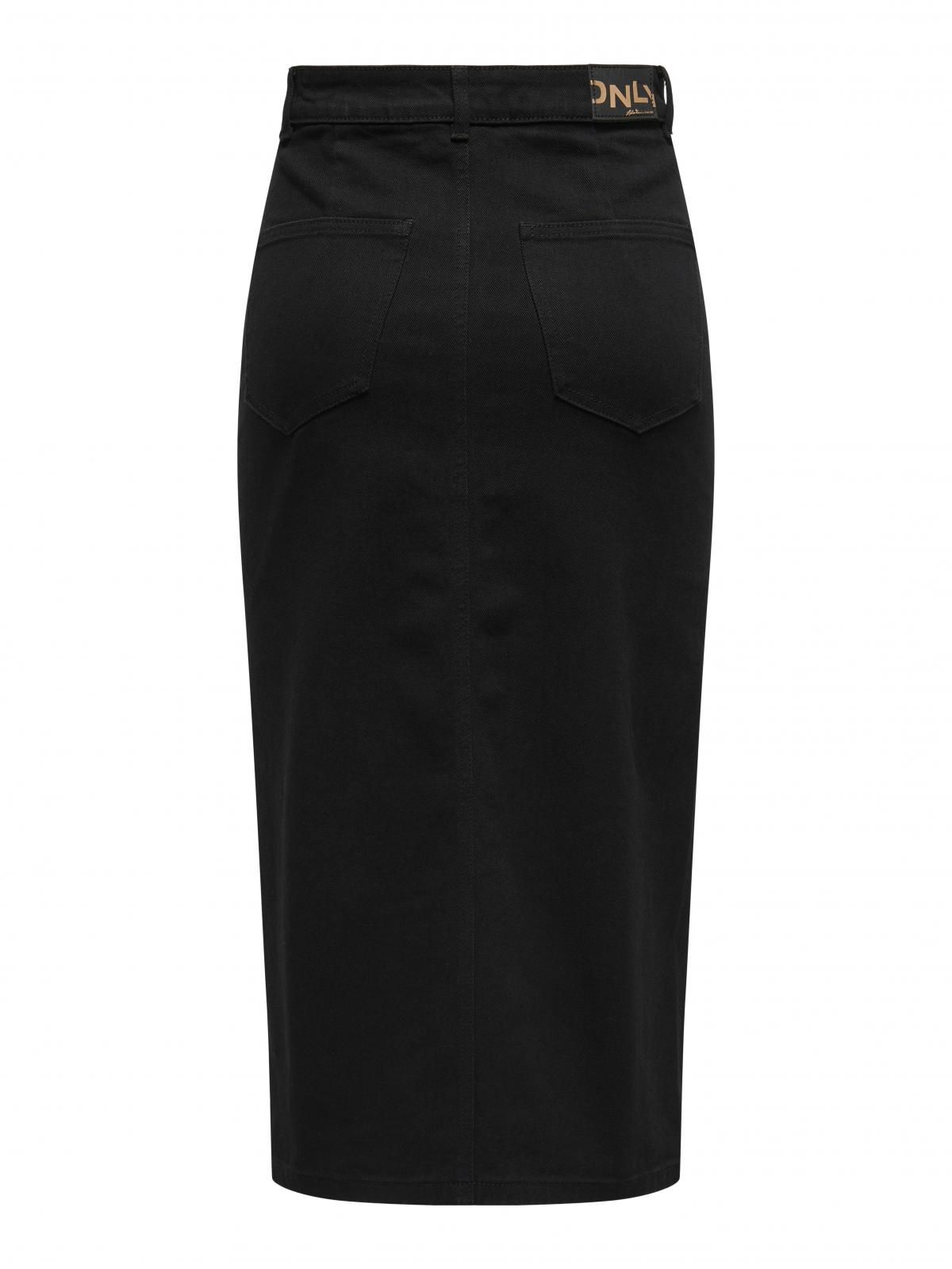 온리 블랙 데님 미디 스커트 슬릿 포켓 15324365_2103 BLACK / BLACK DENIM - 상세 이미지 4