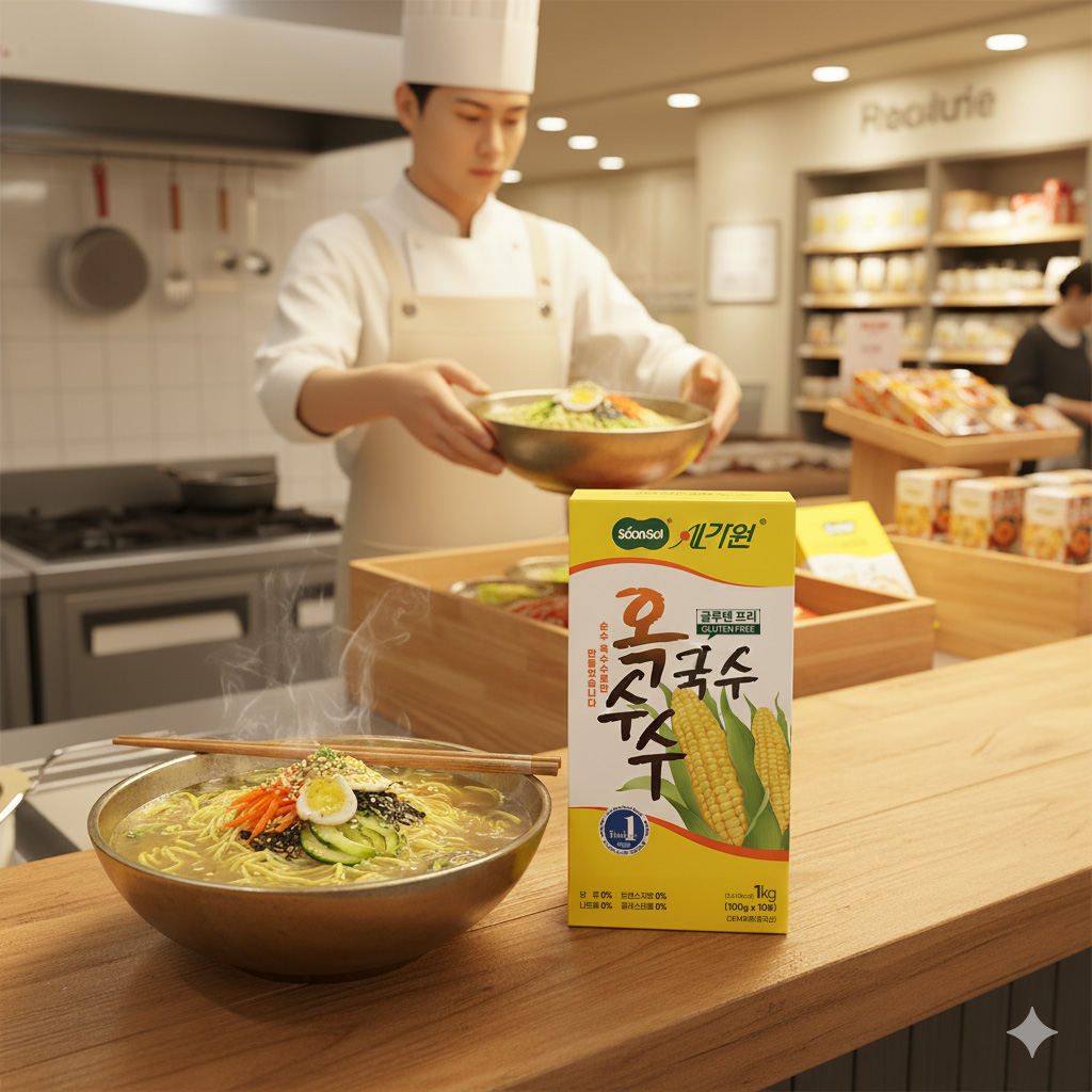 [1+1]순솔가원 100% 옥수수국수 1kg + 1kg (100g x 20봉) 글루텐프리 고단백질 제로슈가 제로당 제로콜레스테롤 저칼로리 옥수수면 - 상품 이미지