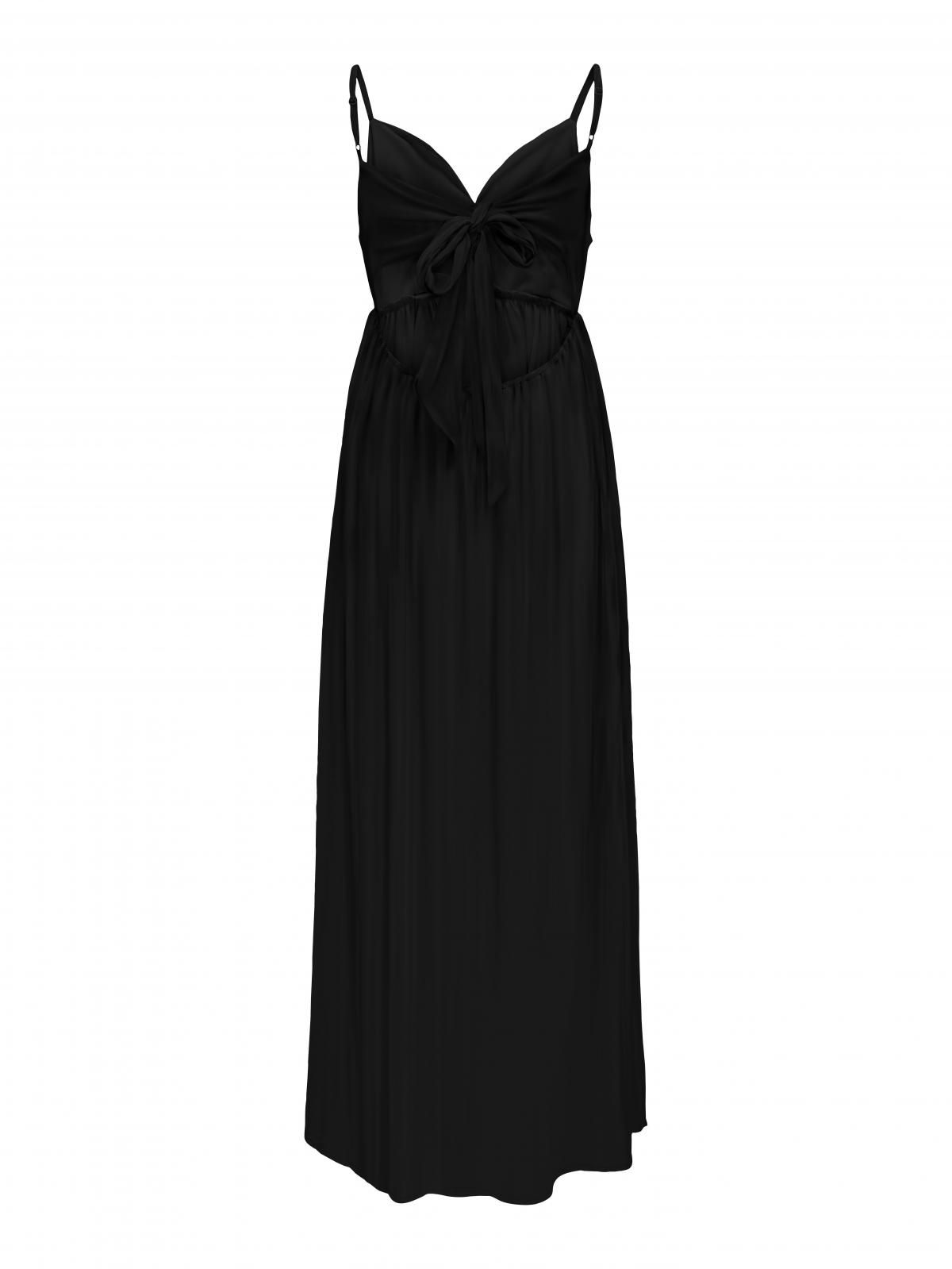 온리 브이넥 스트랩 맥시 롱 원피스 15344642_2161 BLACK / BLACK - 상세 이미지 4
