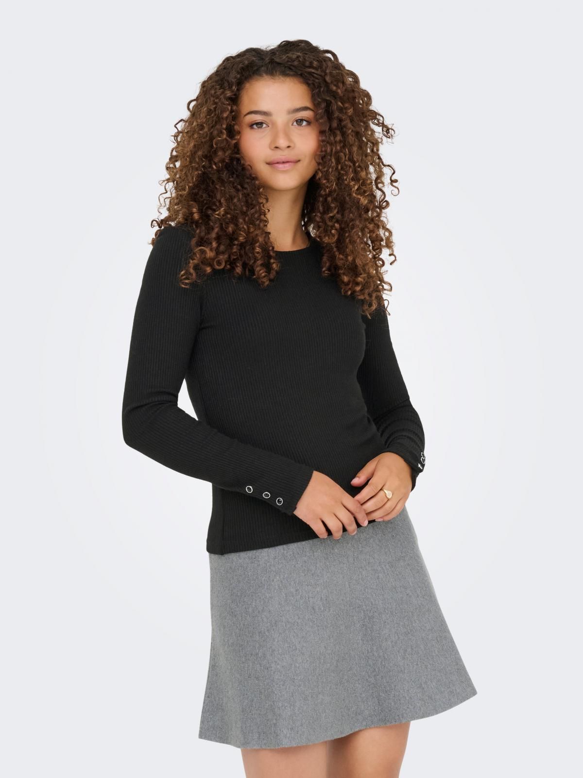 온리 베이직 라운드넥 롱슬리브 티셔츠 15358953_2161_1224041 BLACK / BLACK - 상품 이미지