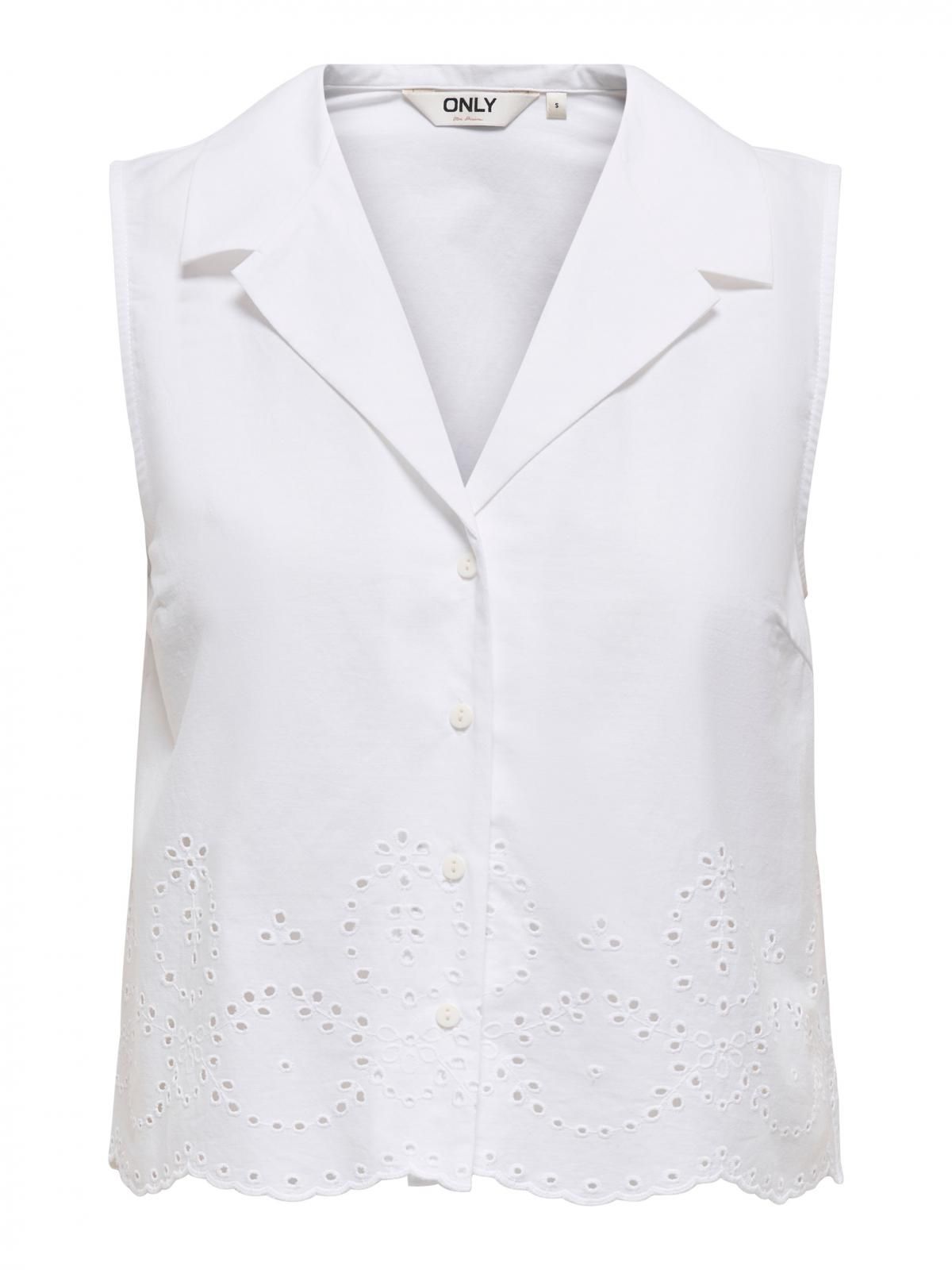 온리 펀칭 자수 레이스 민소매 셔츠 15344874_5 WHITE / BRIGHT WHITE - 상세 이미지 3