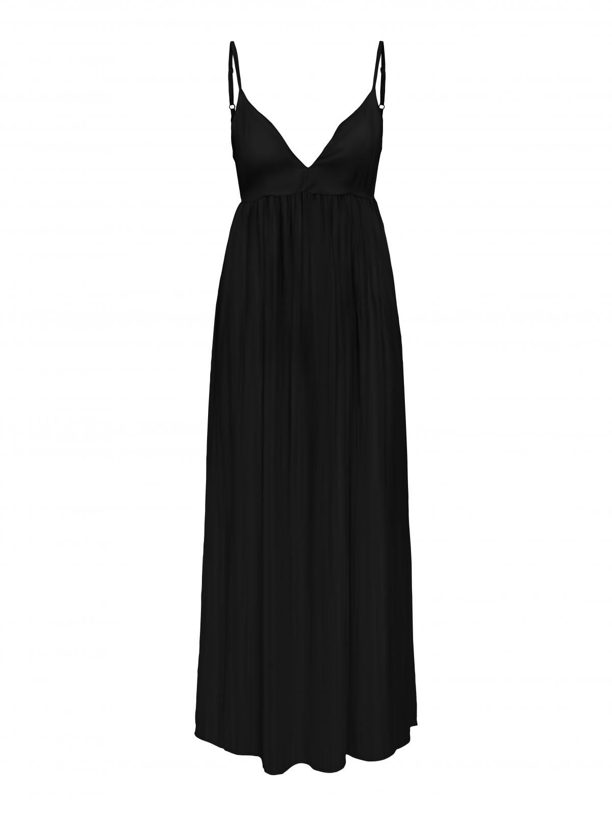 온리 브이넥 스트랩 맥시 롱 원피스 15344642_2161 BLACK / BLACK - 상세 이미지 3