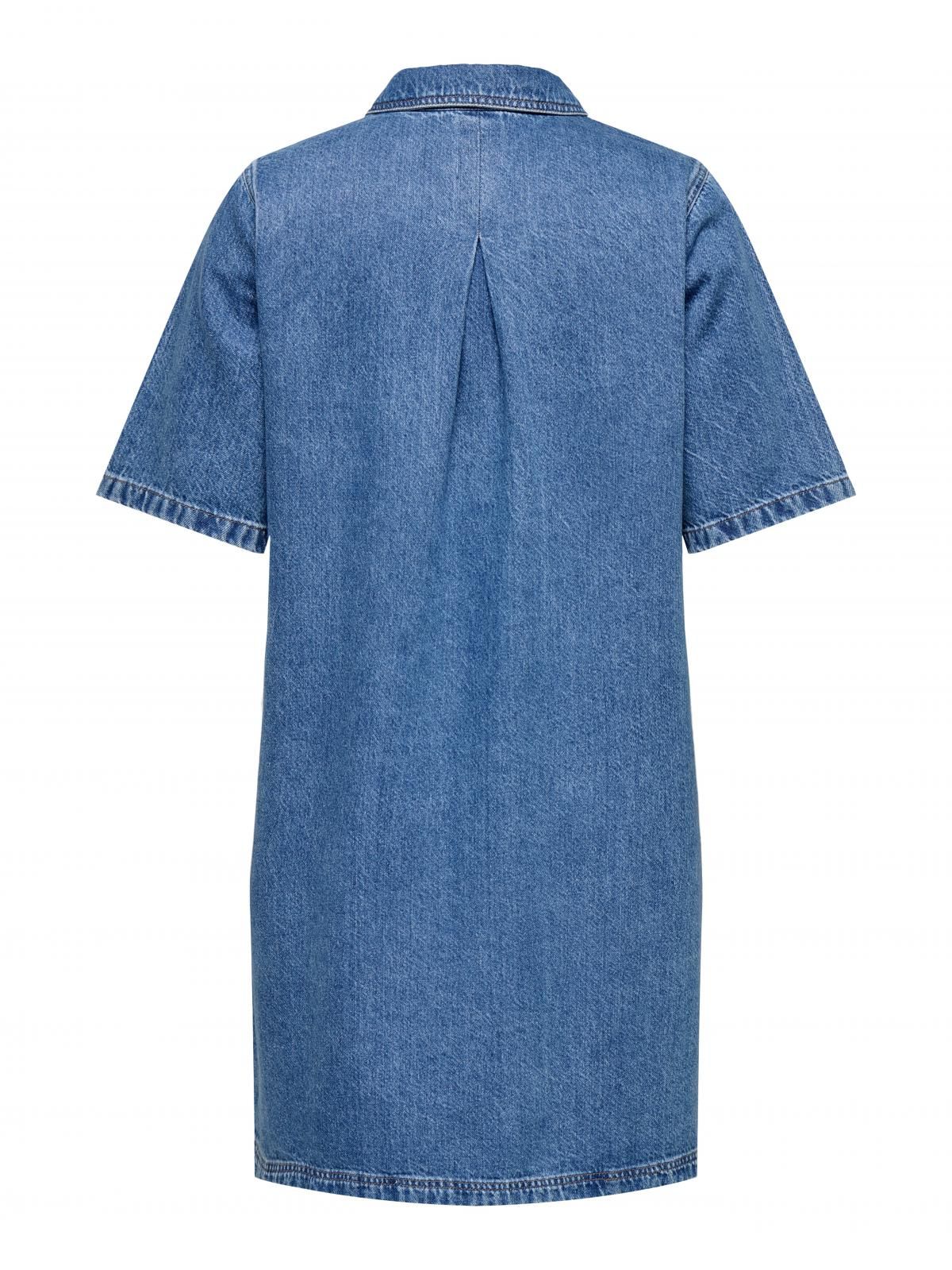 온리 빅사이즈 데님 반팔 셔츠 미니 원피스 15354920_2115 BLUE / MEDIUM BLUE DENIM - 상세 이미지 4
