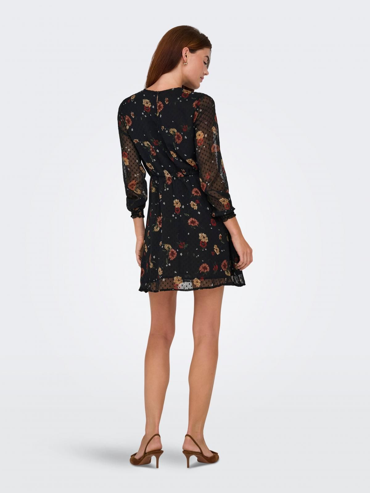온리 플라워 쉬폰 미니 원피스 시스루 소매 15362407_2161_1233359 BLACK / BLACK - 상세 이미지 2
