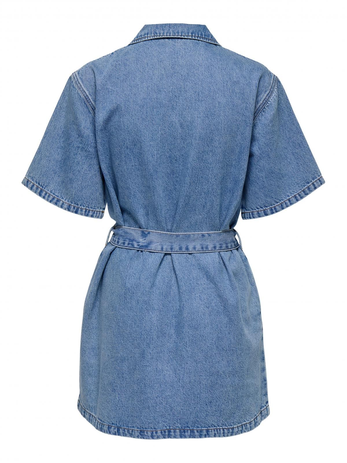 온리 데님 미니 브이넥 벨트 원피스 15358188_2116 BLUE / LIGHT BLUE DENIM - 상세 이미지 4