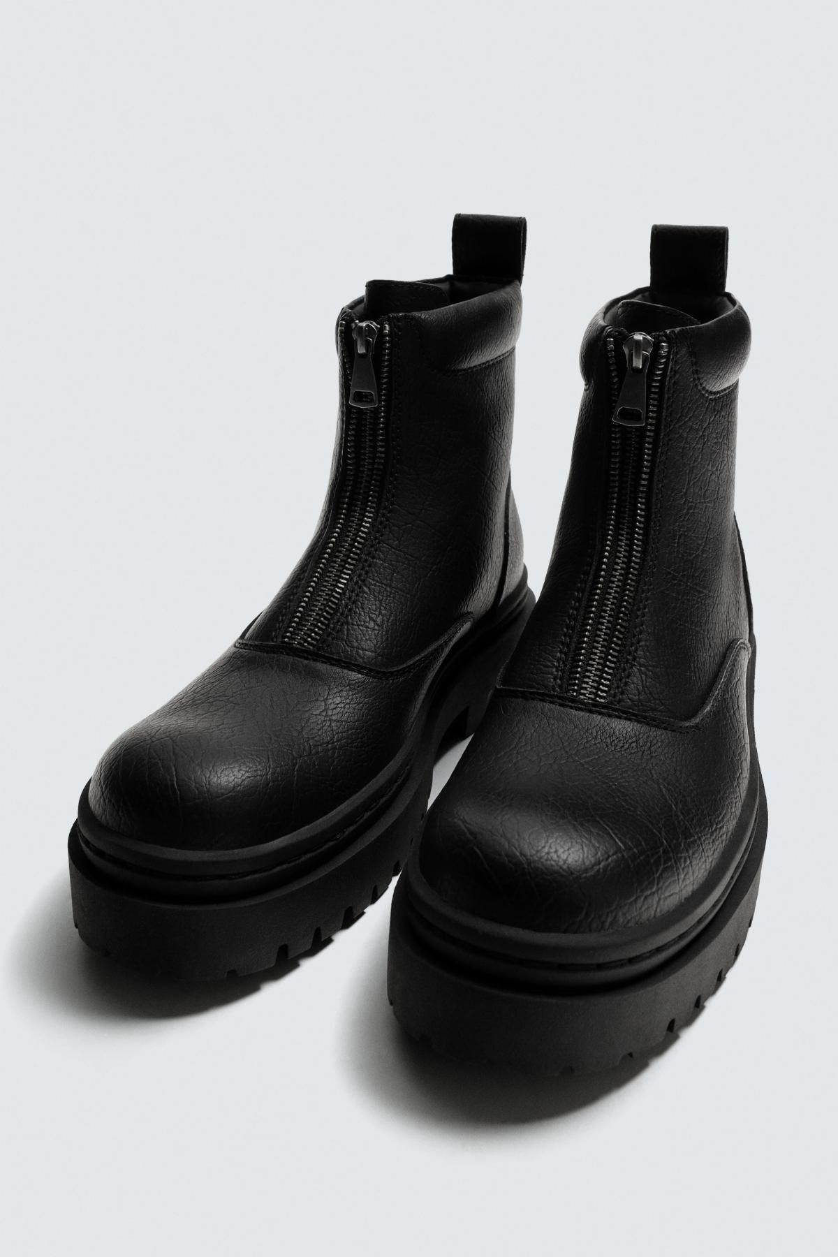 자라 청키 트랙솔 지퍼업 앵클부츠 2033/620 BLACK - 상세 이미지 5
