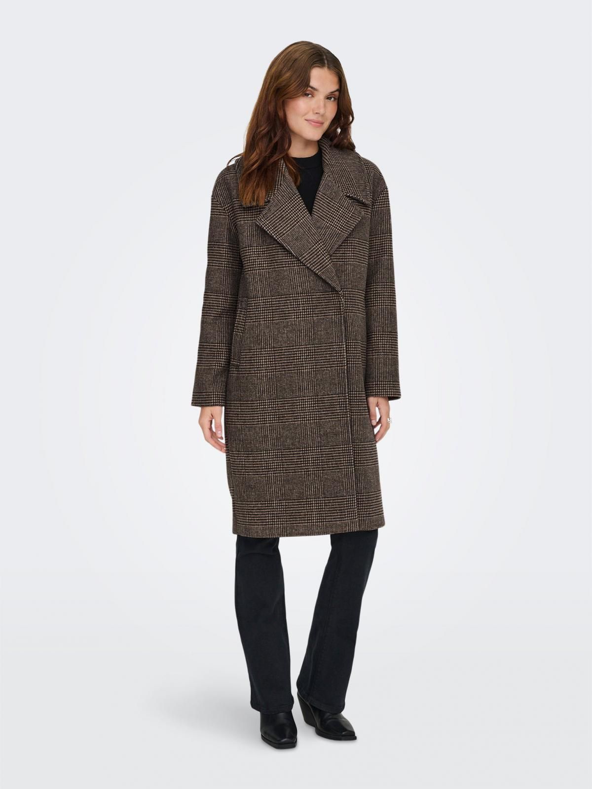 온리 클래식 체크 롱 코트 하이넥 벨트 15349086_280_1189379 BROWN / SEAL BROWN - 상세 이미지 5