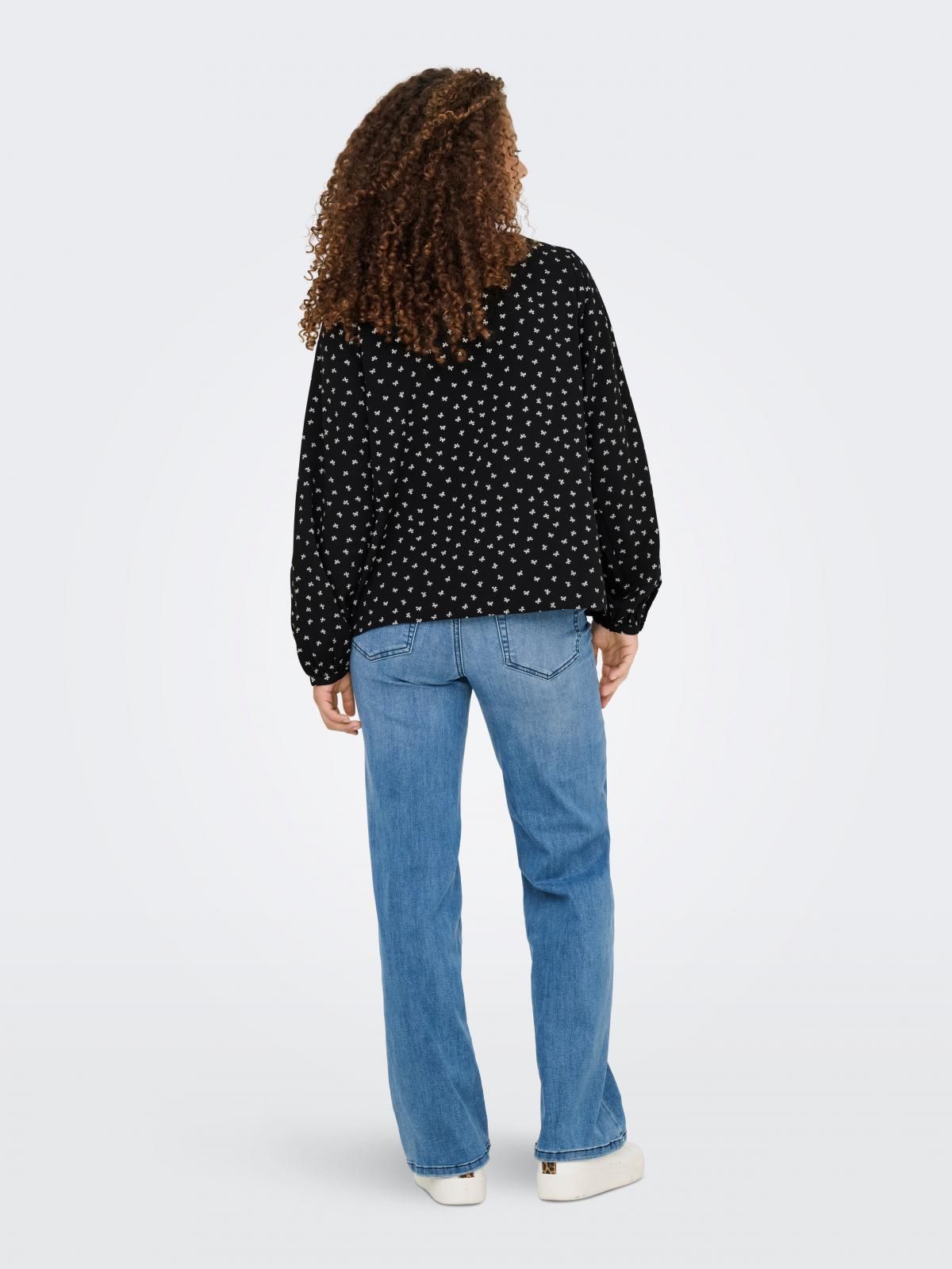온리 브이넥 도트 프린트 블라우스 15357424_2161_1224954 BLACK / BLACK - 상세 이미지 2