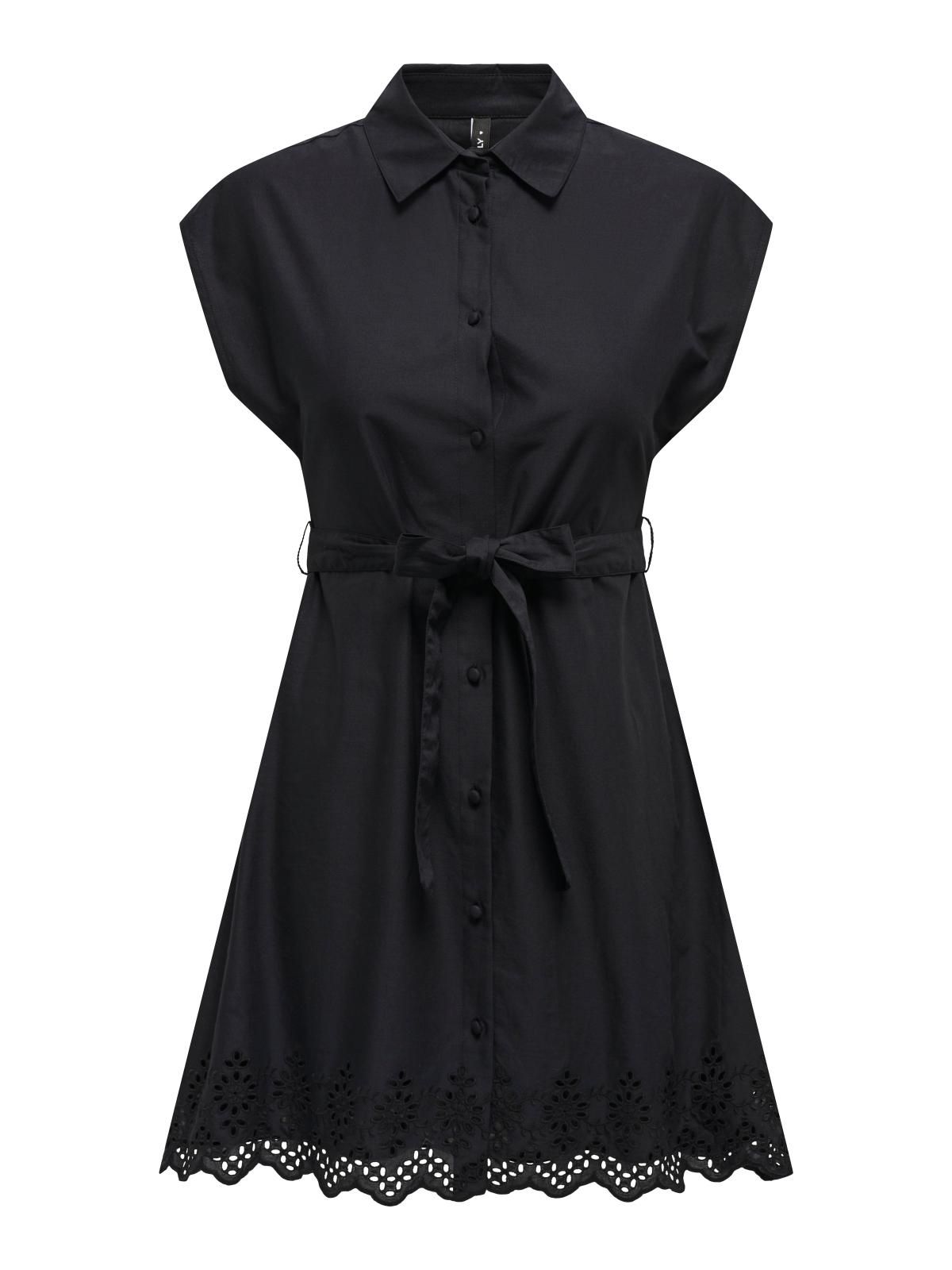온리 펀칭 자수 벨트 블랙 미니 원피스 15314411_2161 BLACK / BLACK - 상세 이미지 3