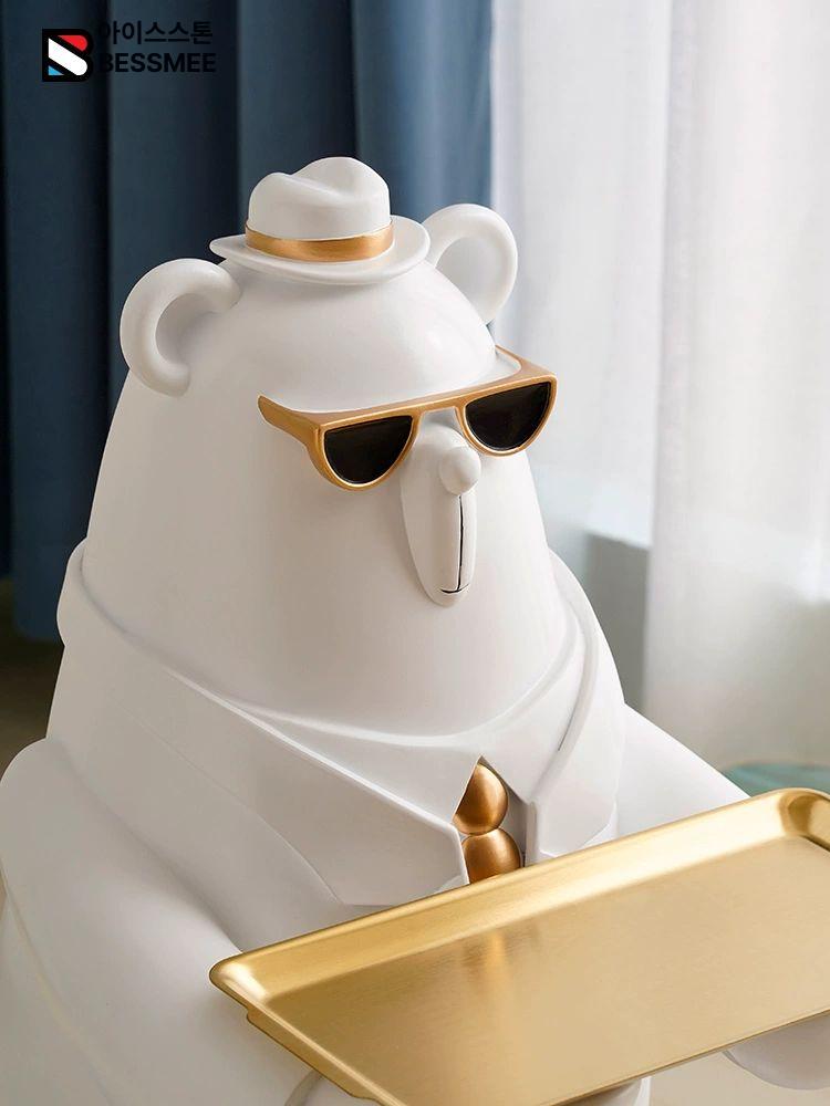 북극곰 트레이 테이블 대형 거실 카페 인테리어 보조 사이드 테이블 - 상세 이미지 3