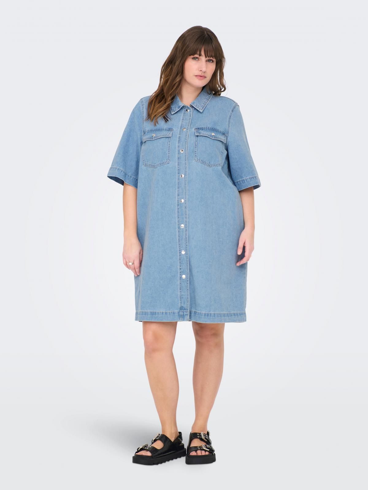 온리 커브핏 데님 미니 원피스 15349074_2116 BLUE / LIGHT BLUE DENIM - 상품 이미지