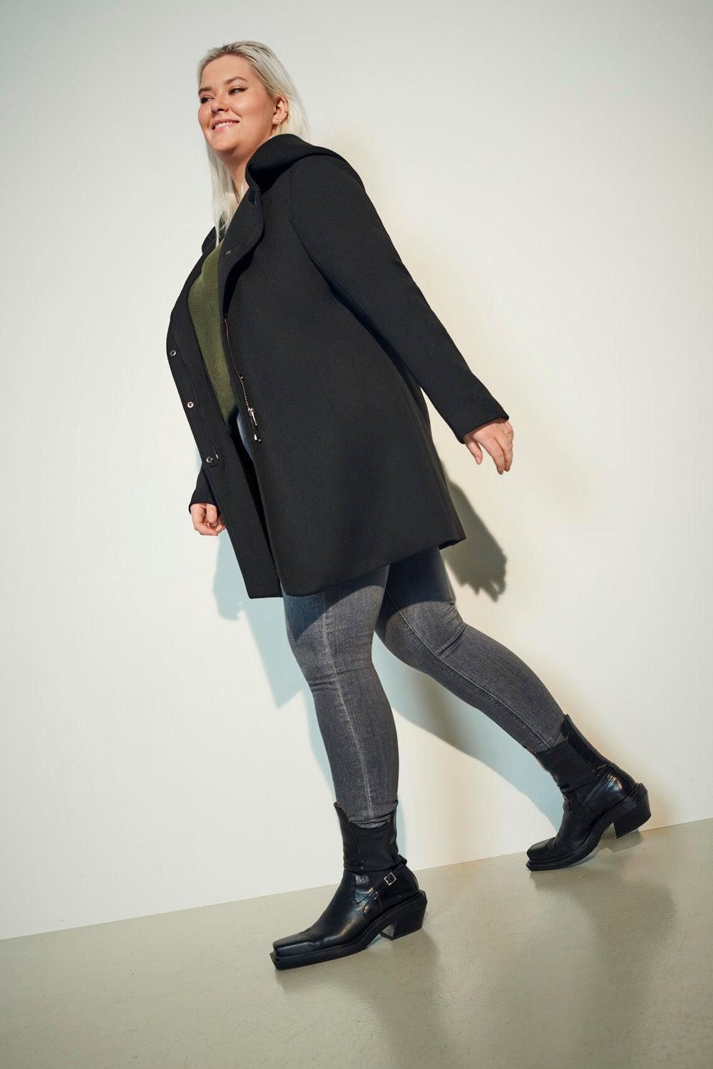 온리 빅사이즈 후드 롱 코트 15191768_2161 BLACK / BLACK - 상세 이미지 5