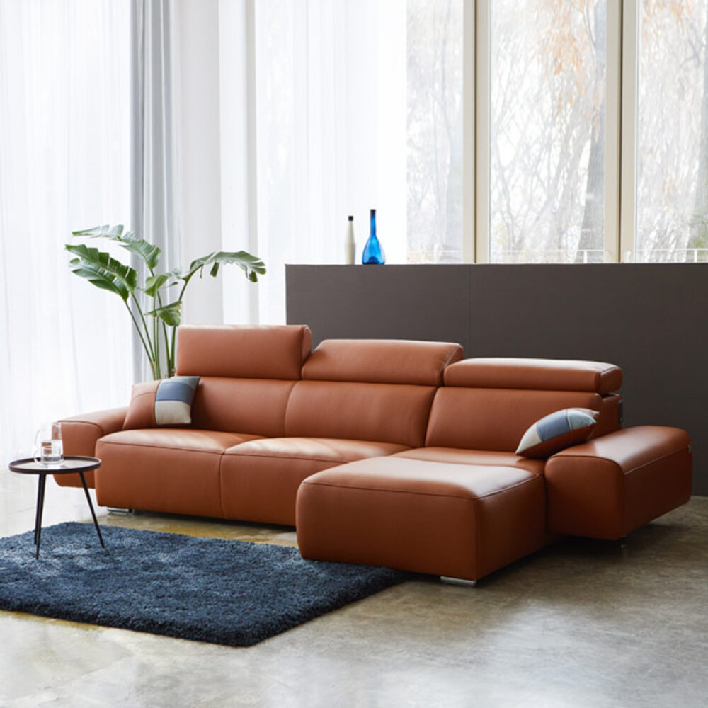 까사홈 레온 이태리 천연 통가죽 카우치 4인소파(3+1)