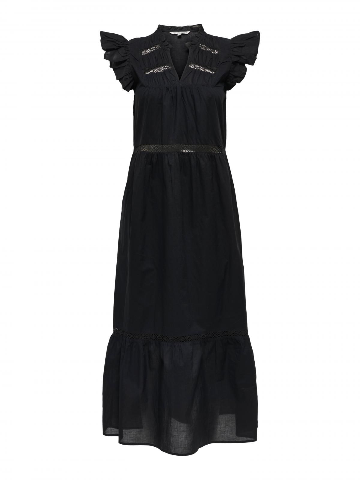 온리 프릴 브이넥 롱 원피스 블랙 15358167_2161 BLACK / BLACK - 상세 이미지 3